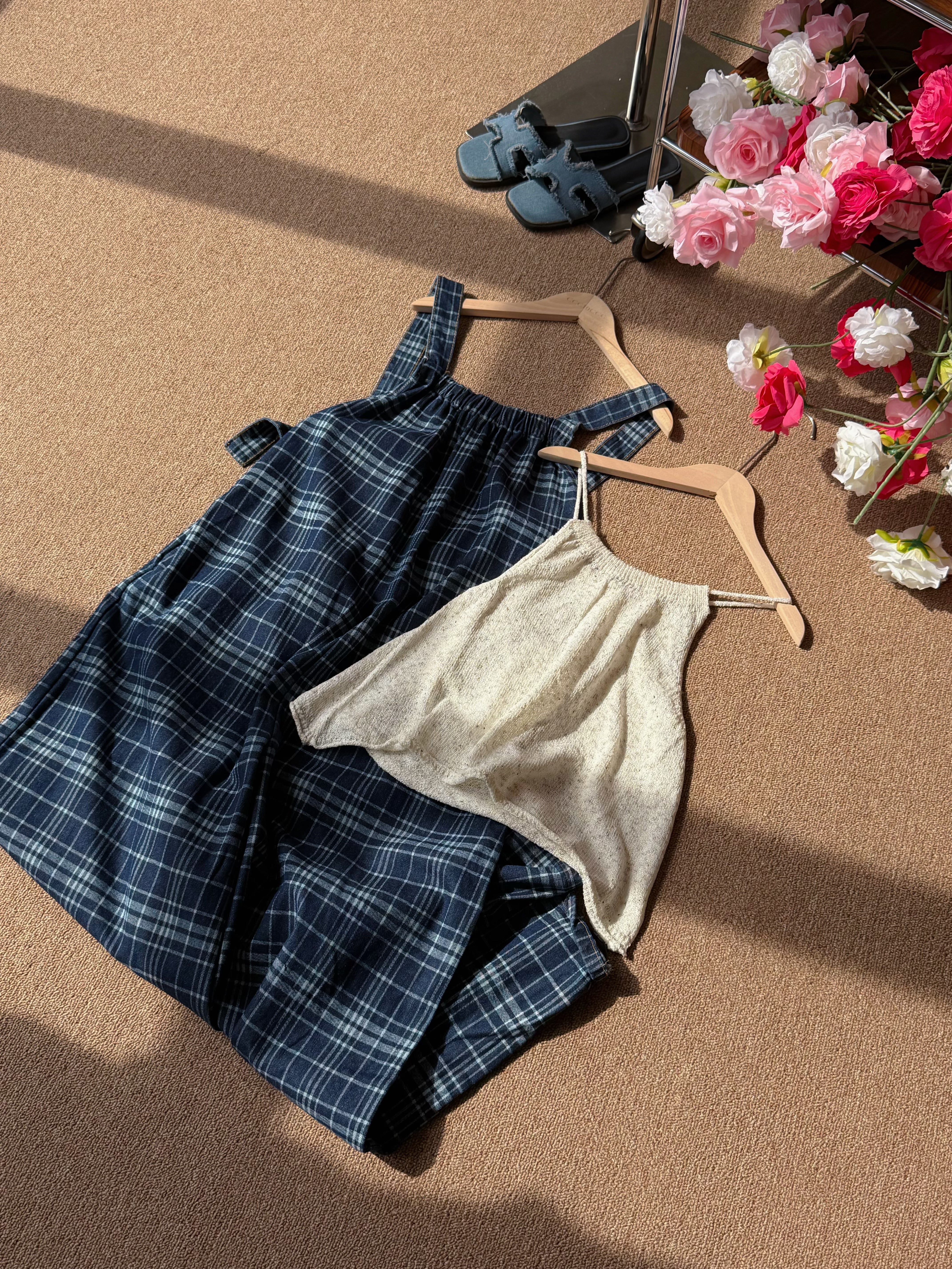 Gingham Demin pants