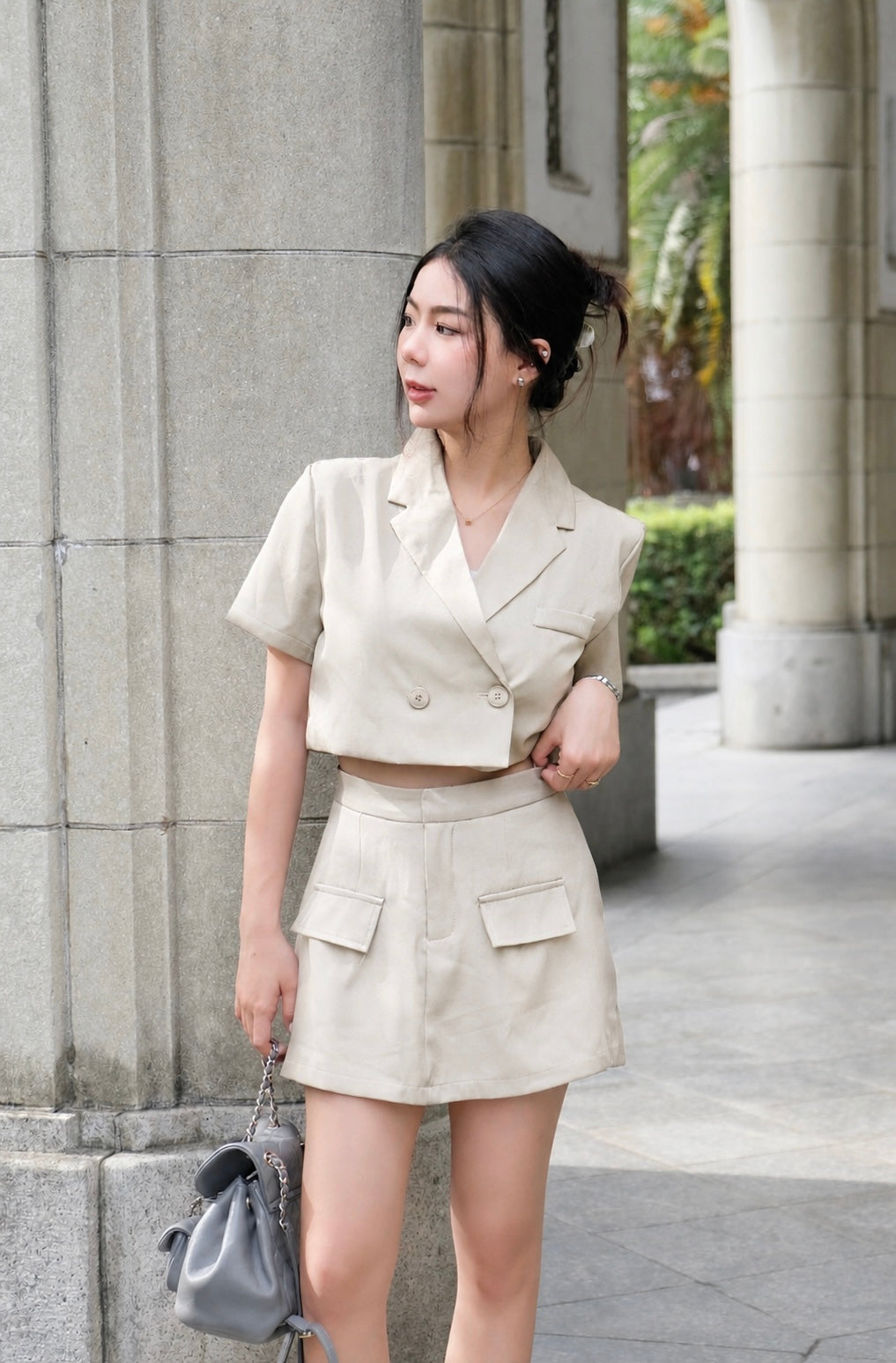𝘾𝙃𝘼𝙍𝙈𝙀 Sydney Top / Skort(Beige) (微瑕疵)