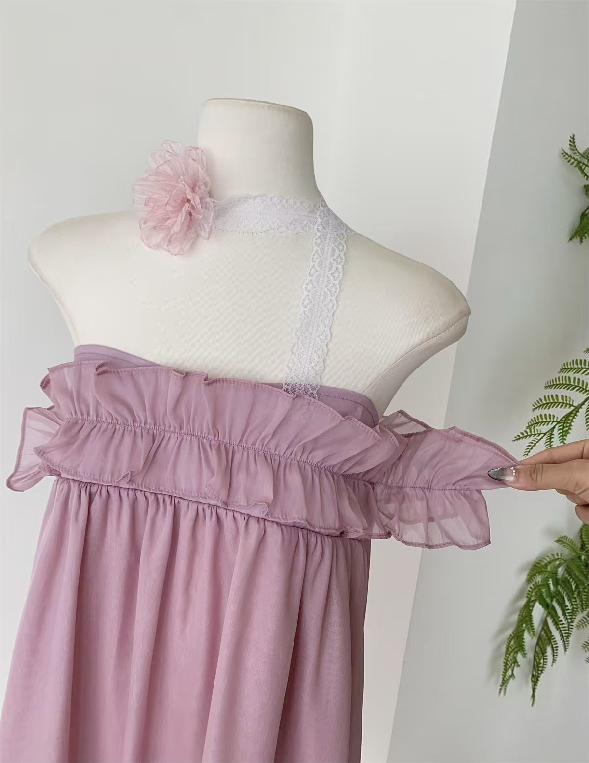 Sandy Dress雪纺一字领