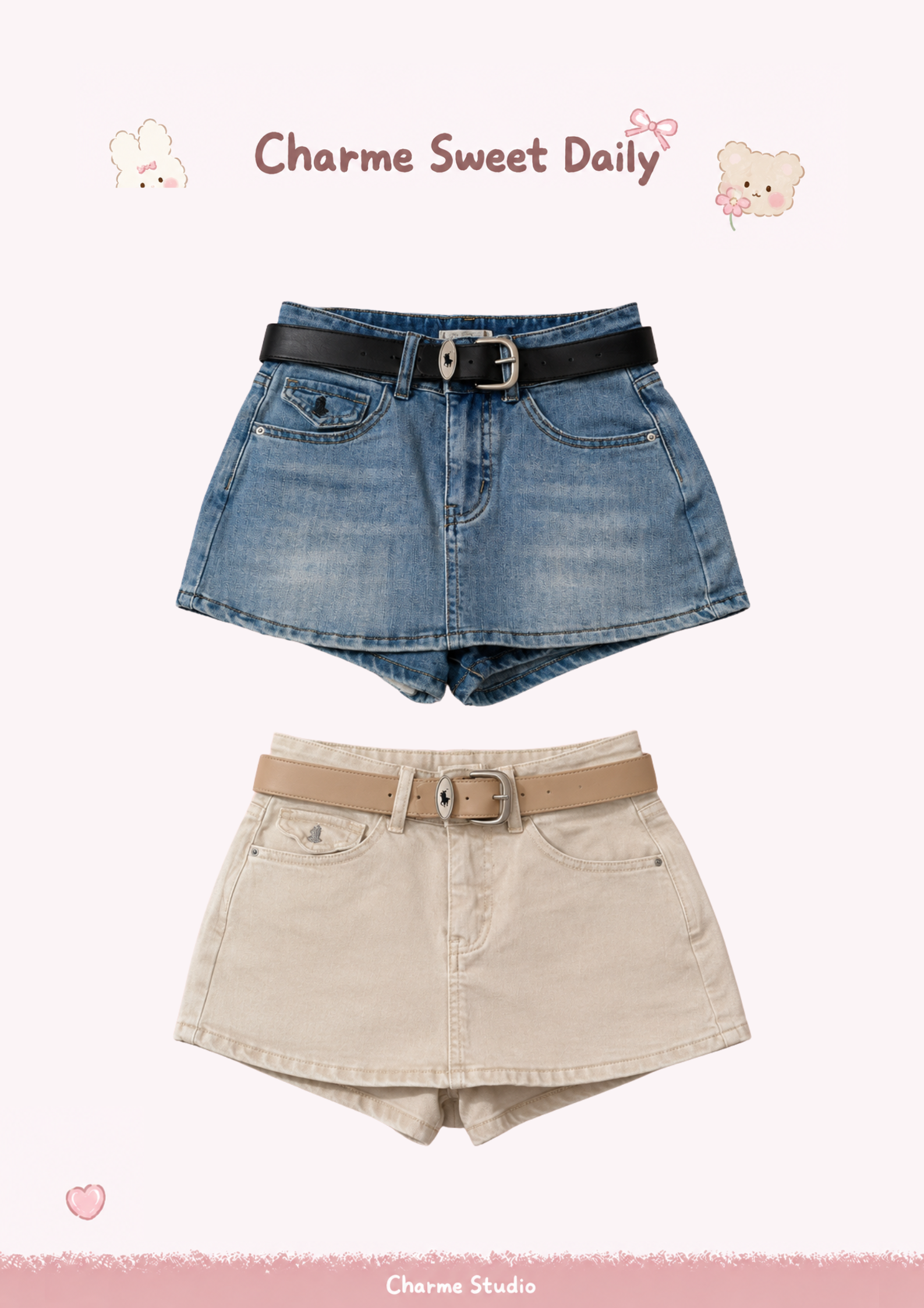 Lyla Denim Skort (w'belt)