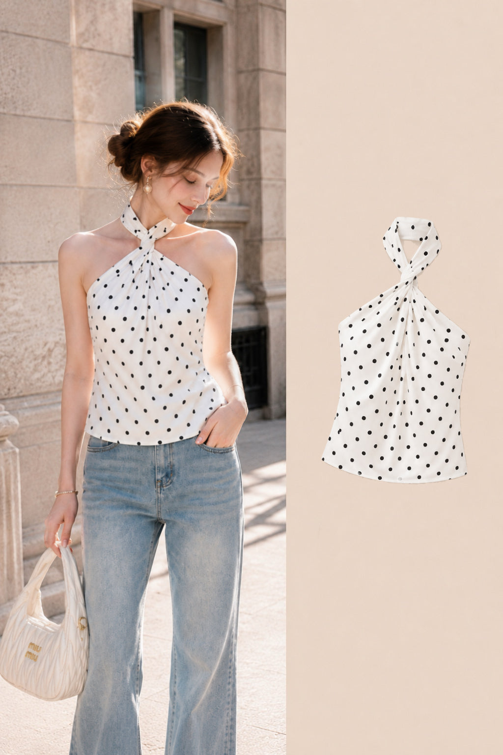 Celine Polka Halter Top