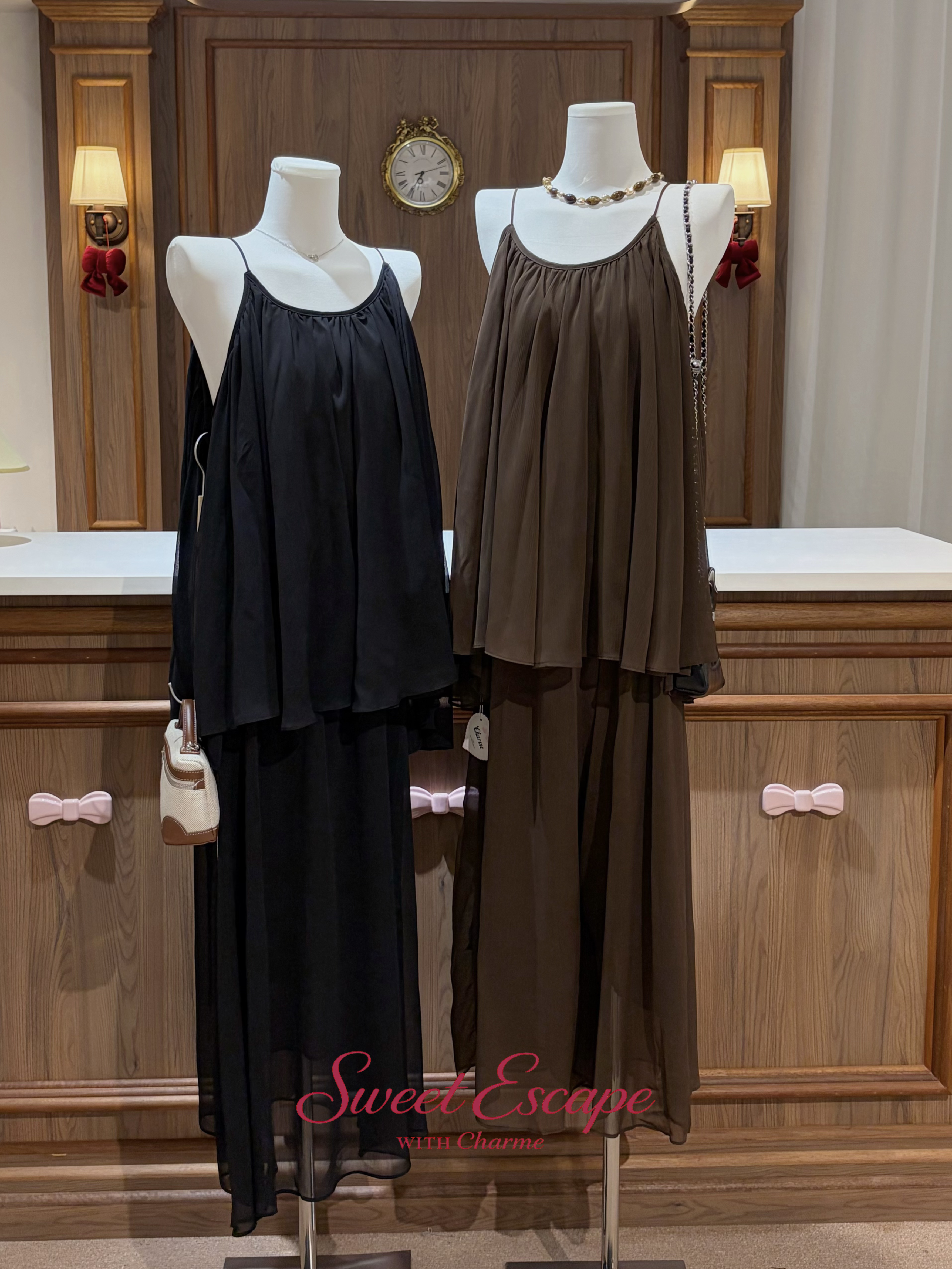 Flowy cami top and wide leg pants matching set in soft draped fabric