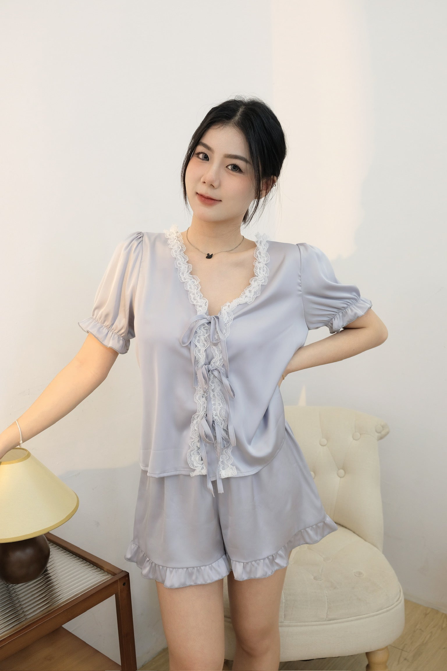 𝘾𝙃𝘼𝙍𝙈𝙀 Alice Nightwear in Silver Grey