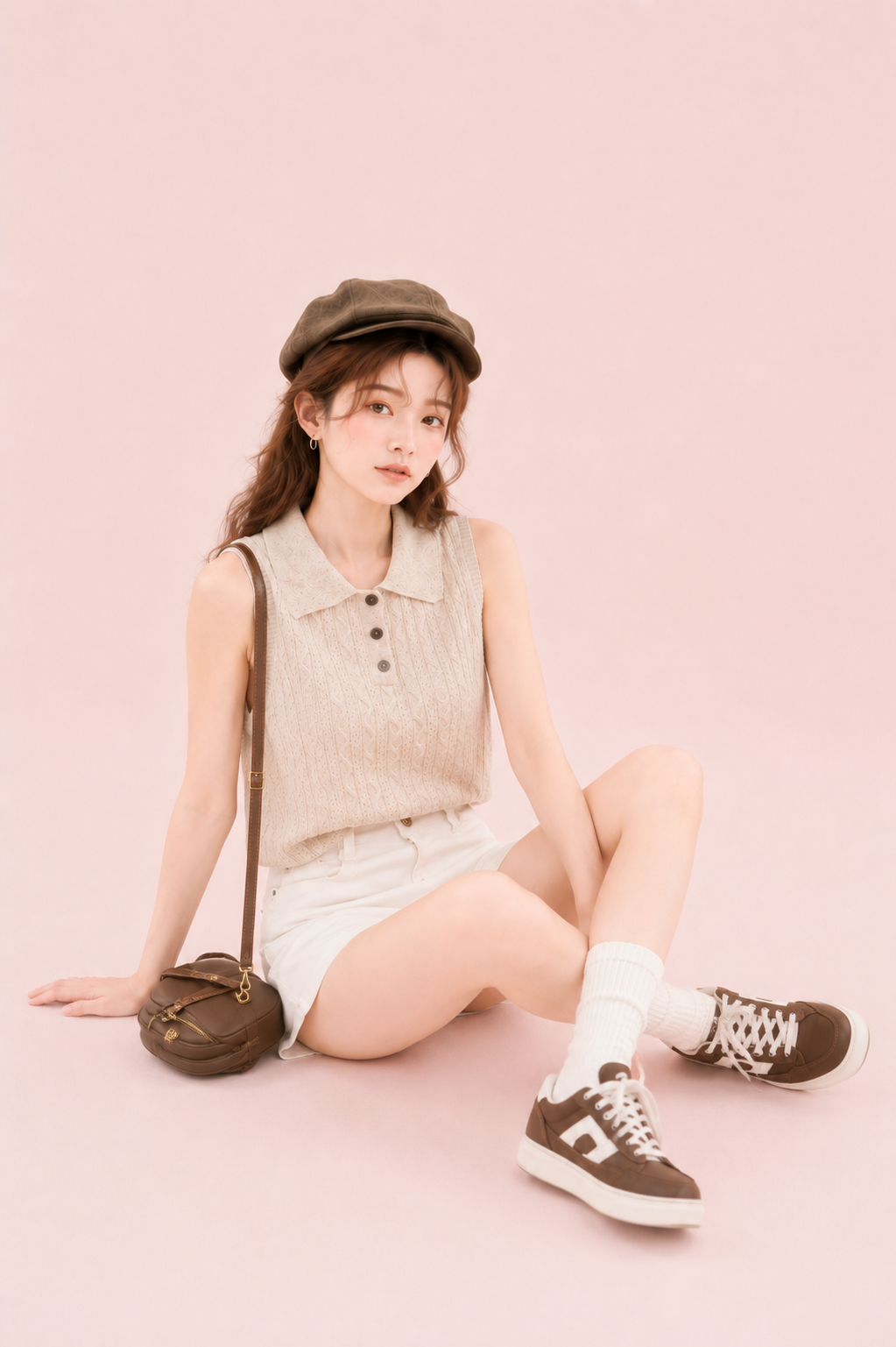 sleeveless collar knit top casual women