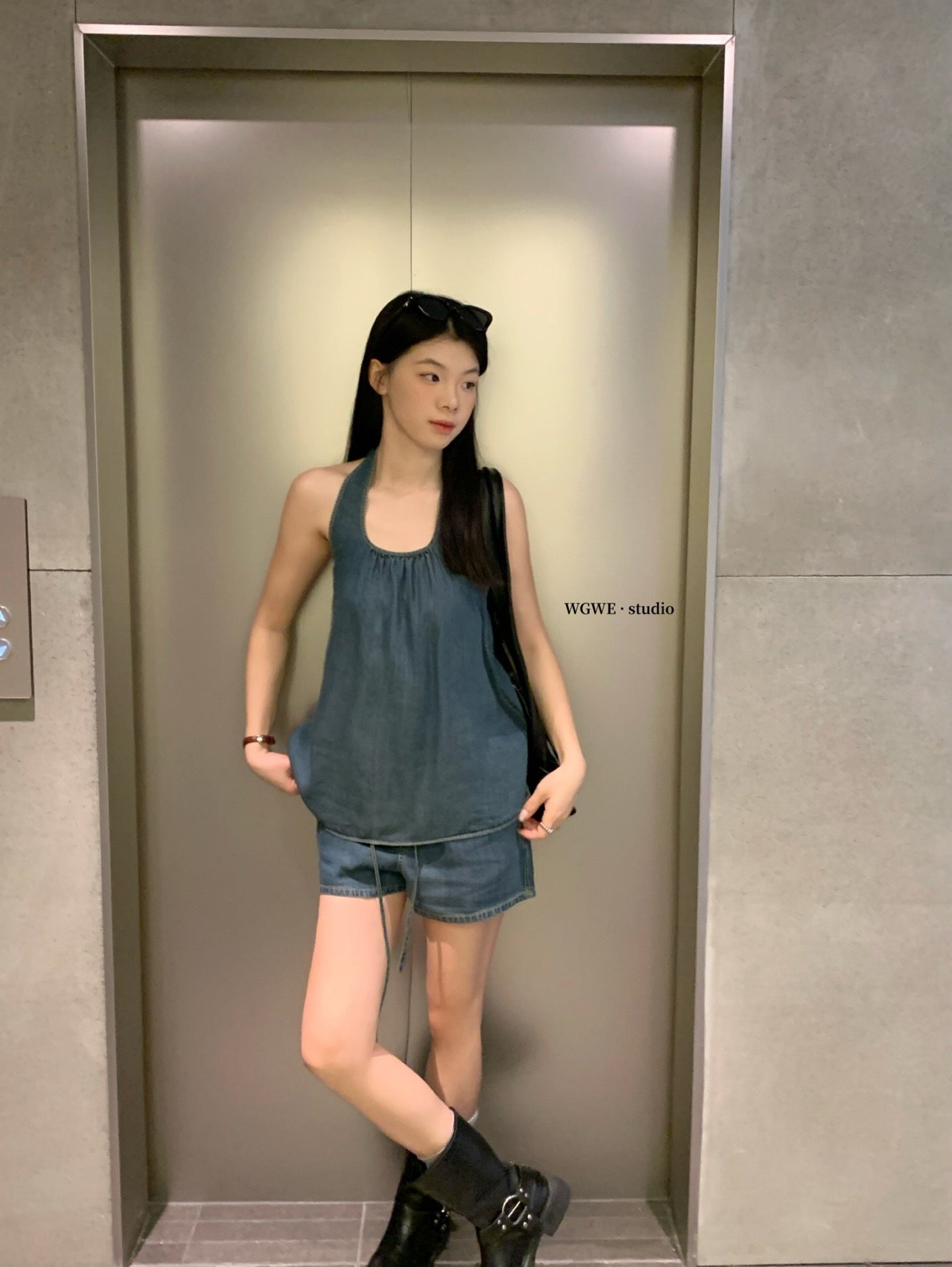 W8318 牛仔两件套 套装