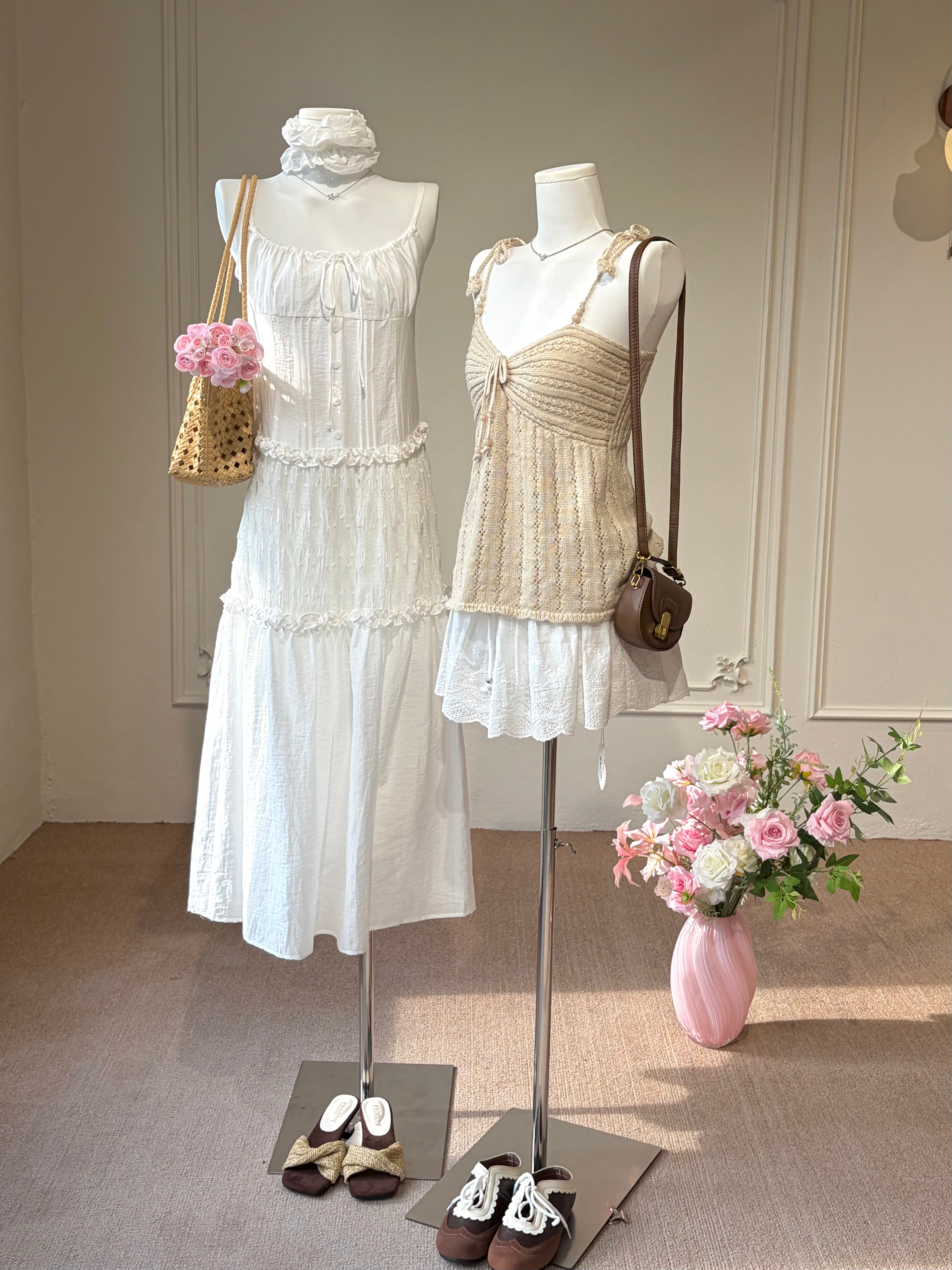 SHIRRED TIERED CAMI SET