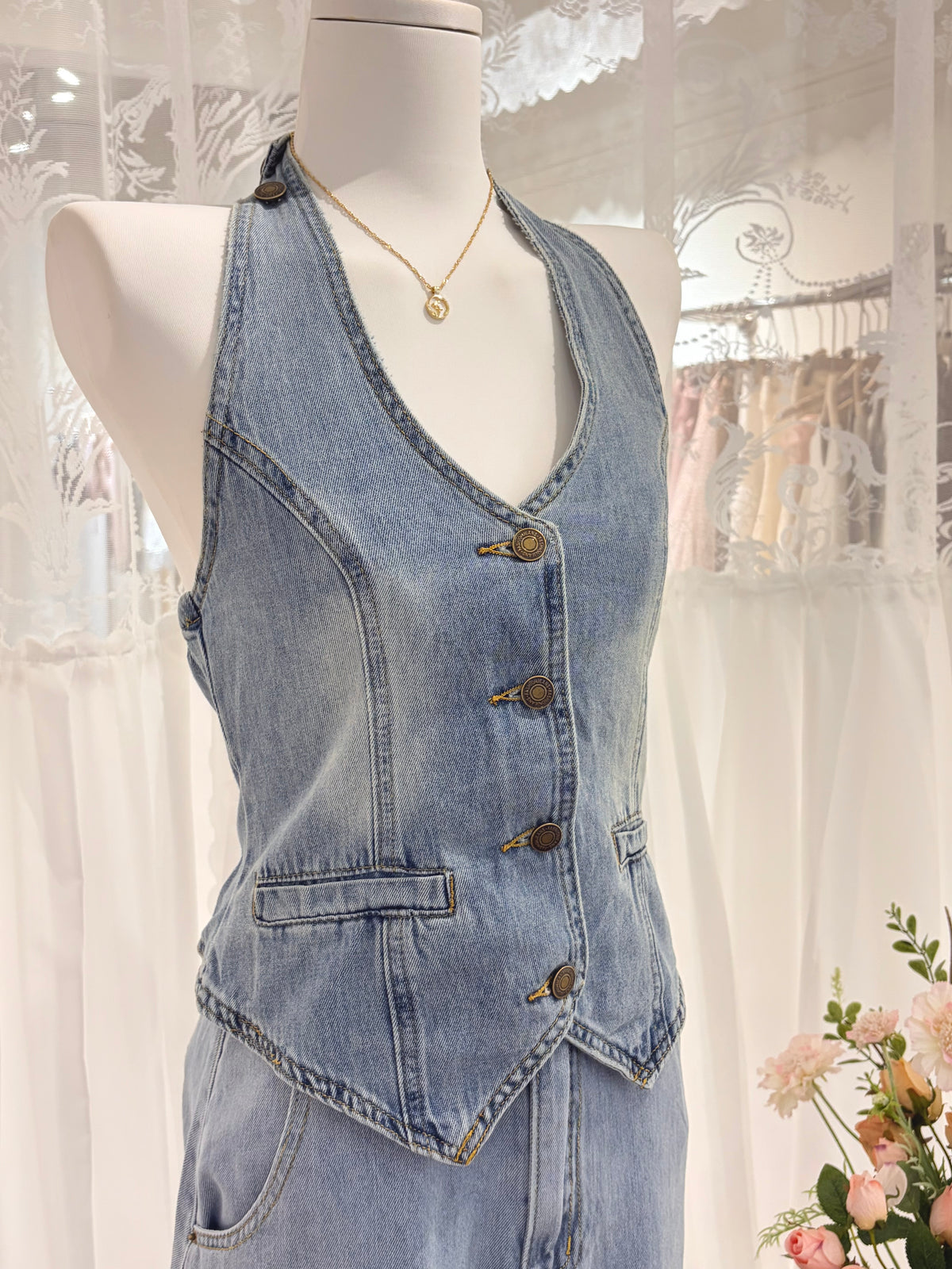 Ille Denim Halter Vest / Maxi Skirt