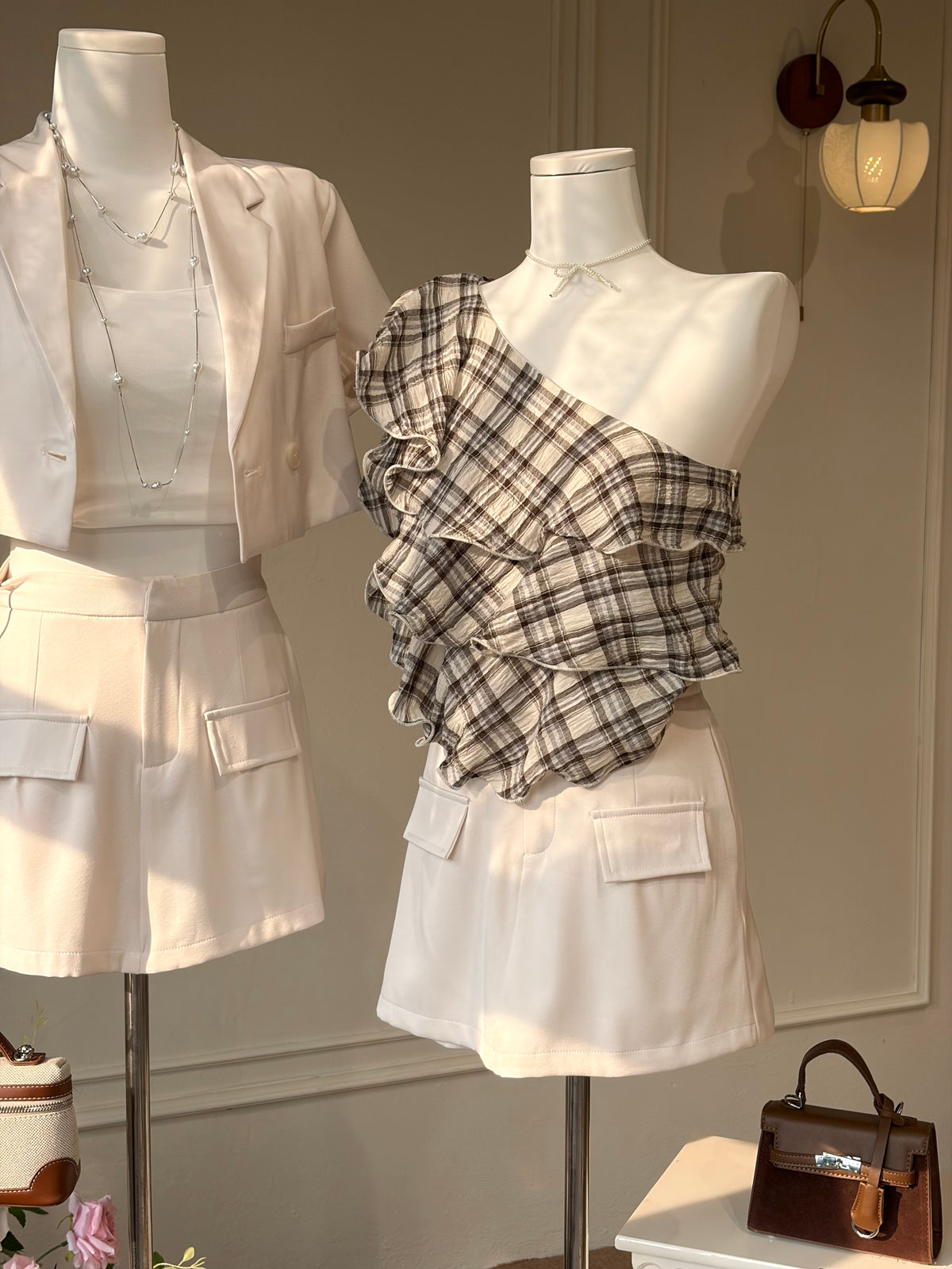 Charme.cc Sydney Cream High Waist Skort with Front Flap Pocke styling look
