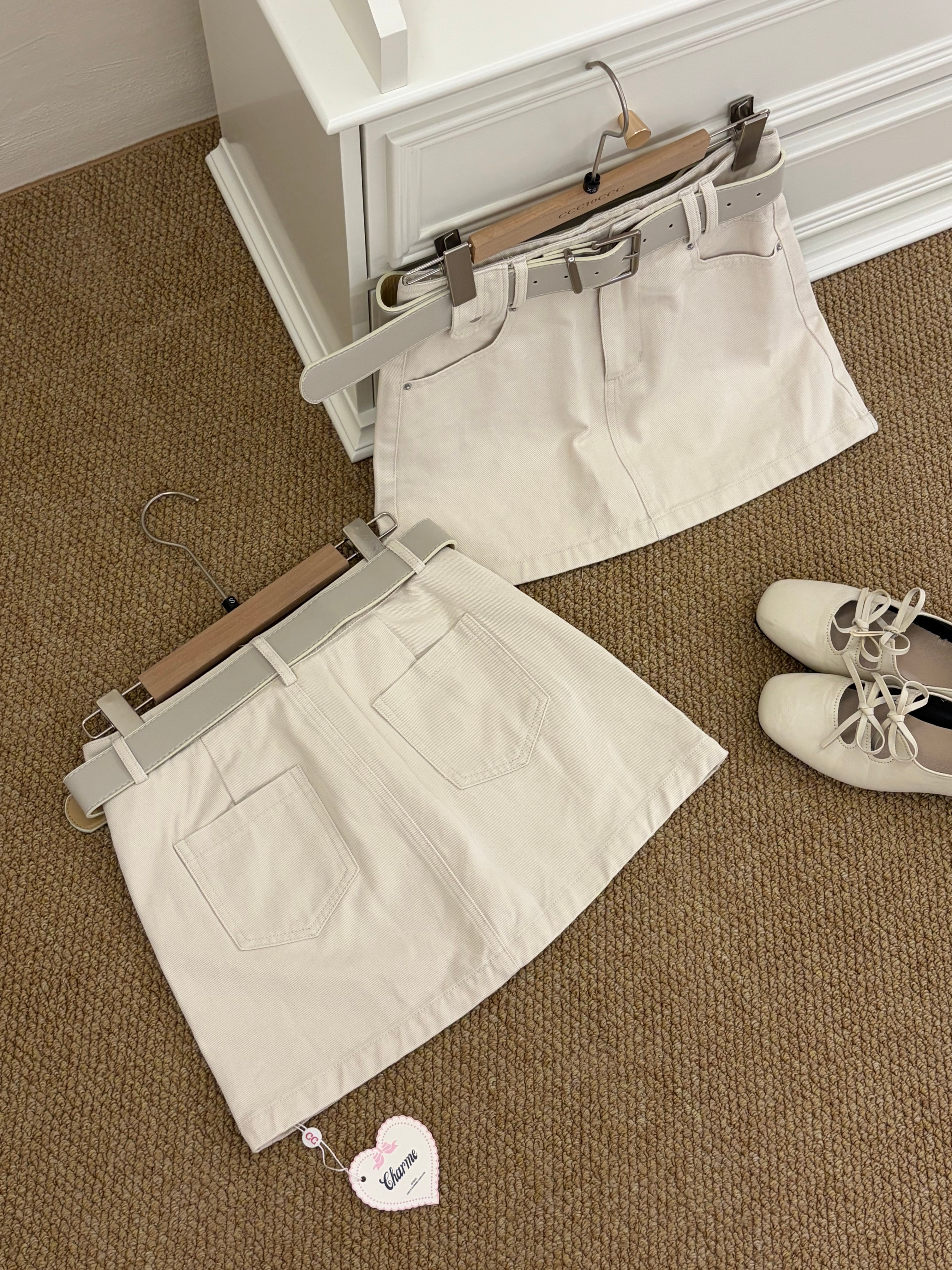 Belle’s Denim Mini Skirt (with Belt)