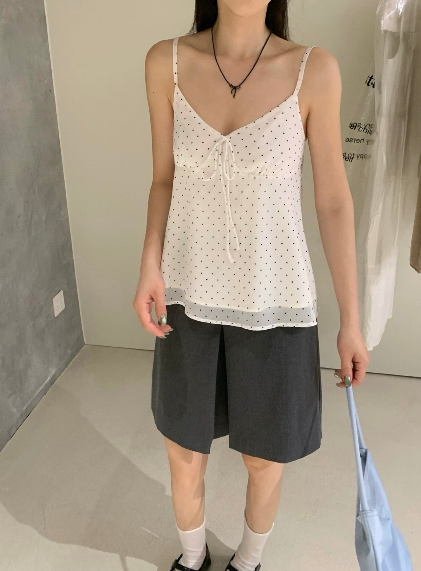 French Dot Ribbon Camisole