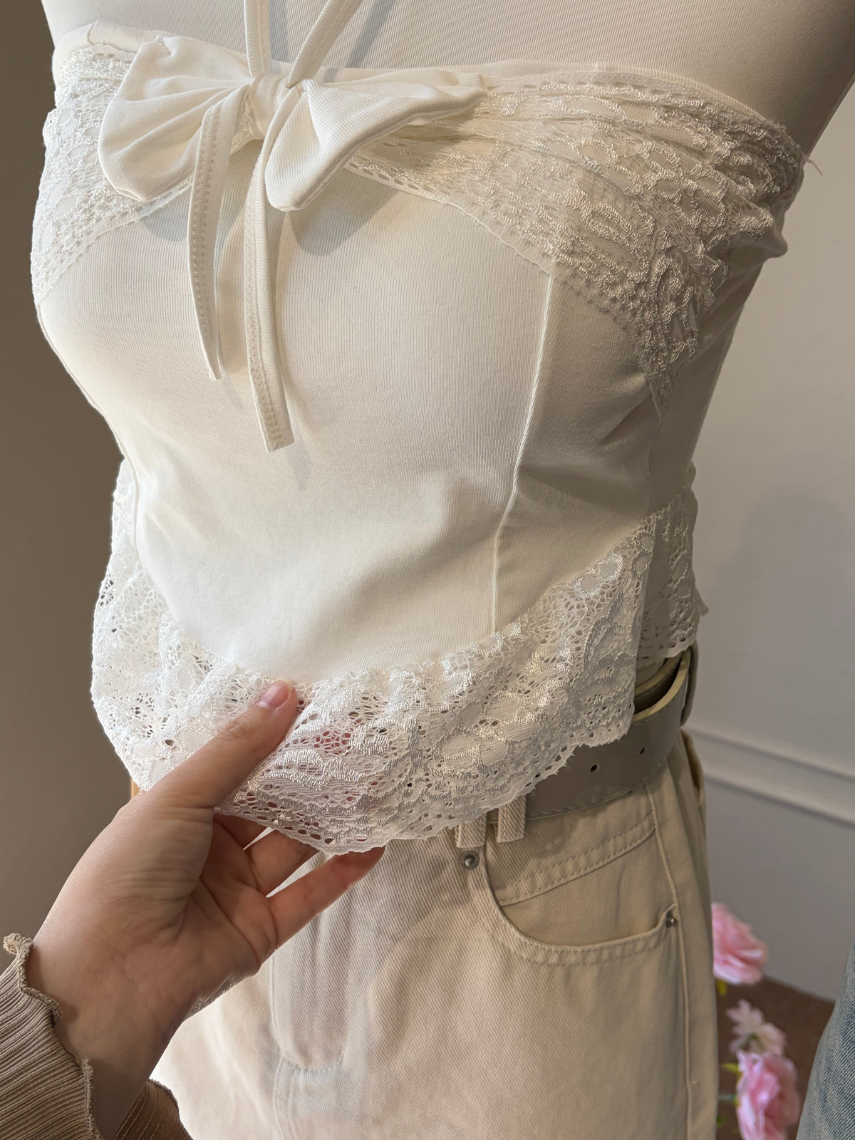 Luna Lace Ribbon Top (Padded)