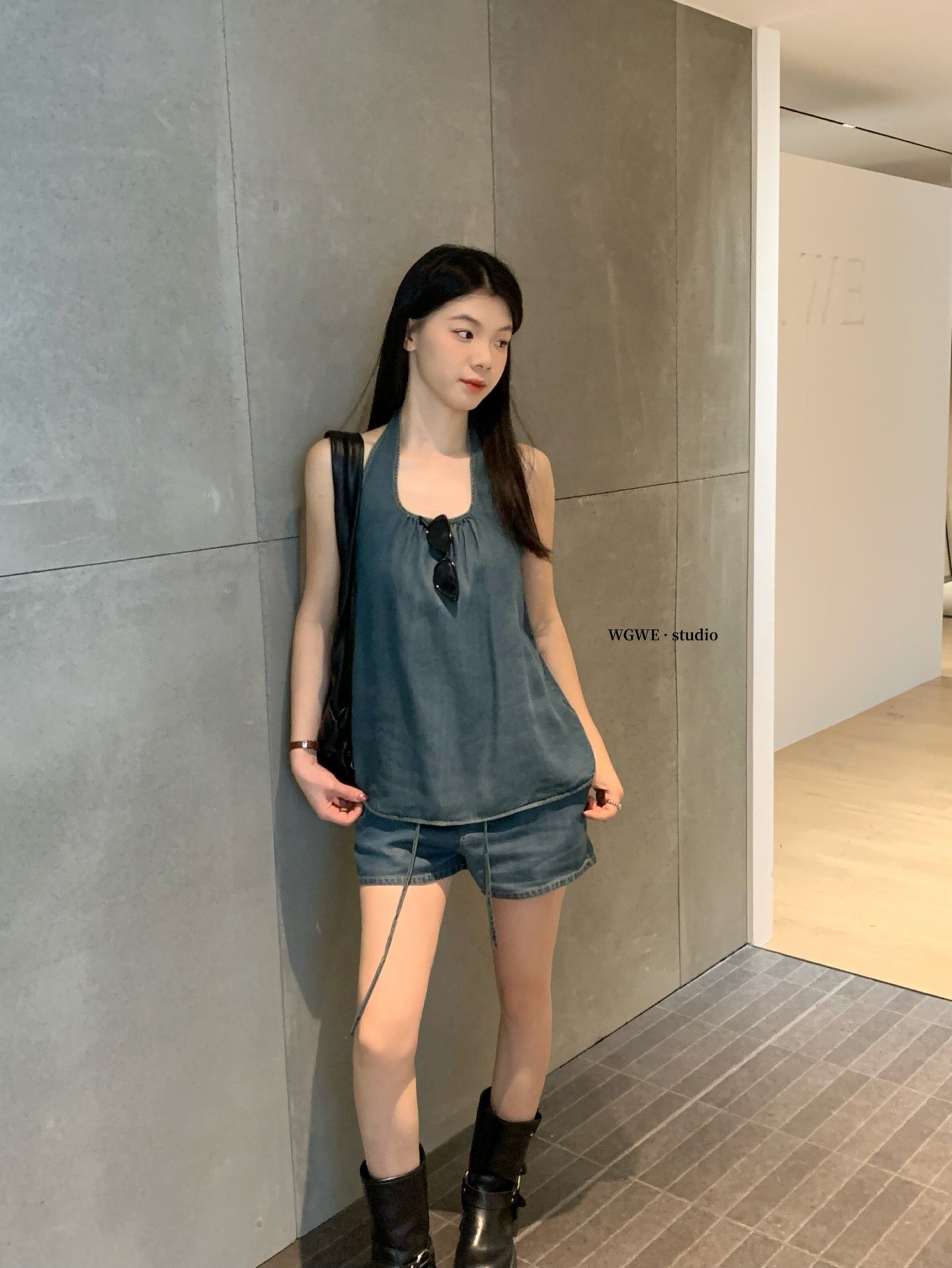 W8318 牛仔两件套 套装
