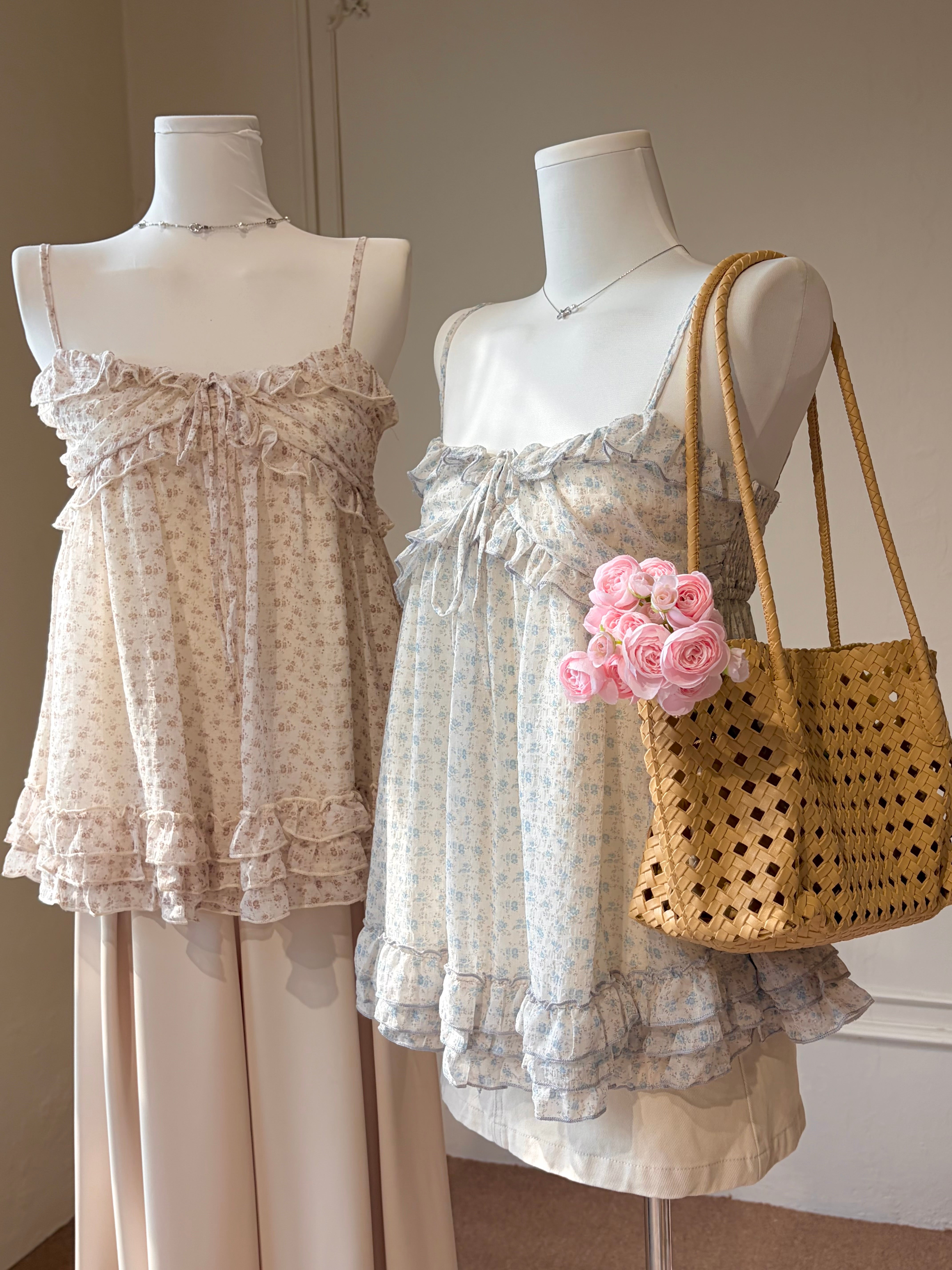 FLORAL RUFFLE CAMI TOP