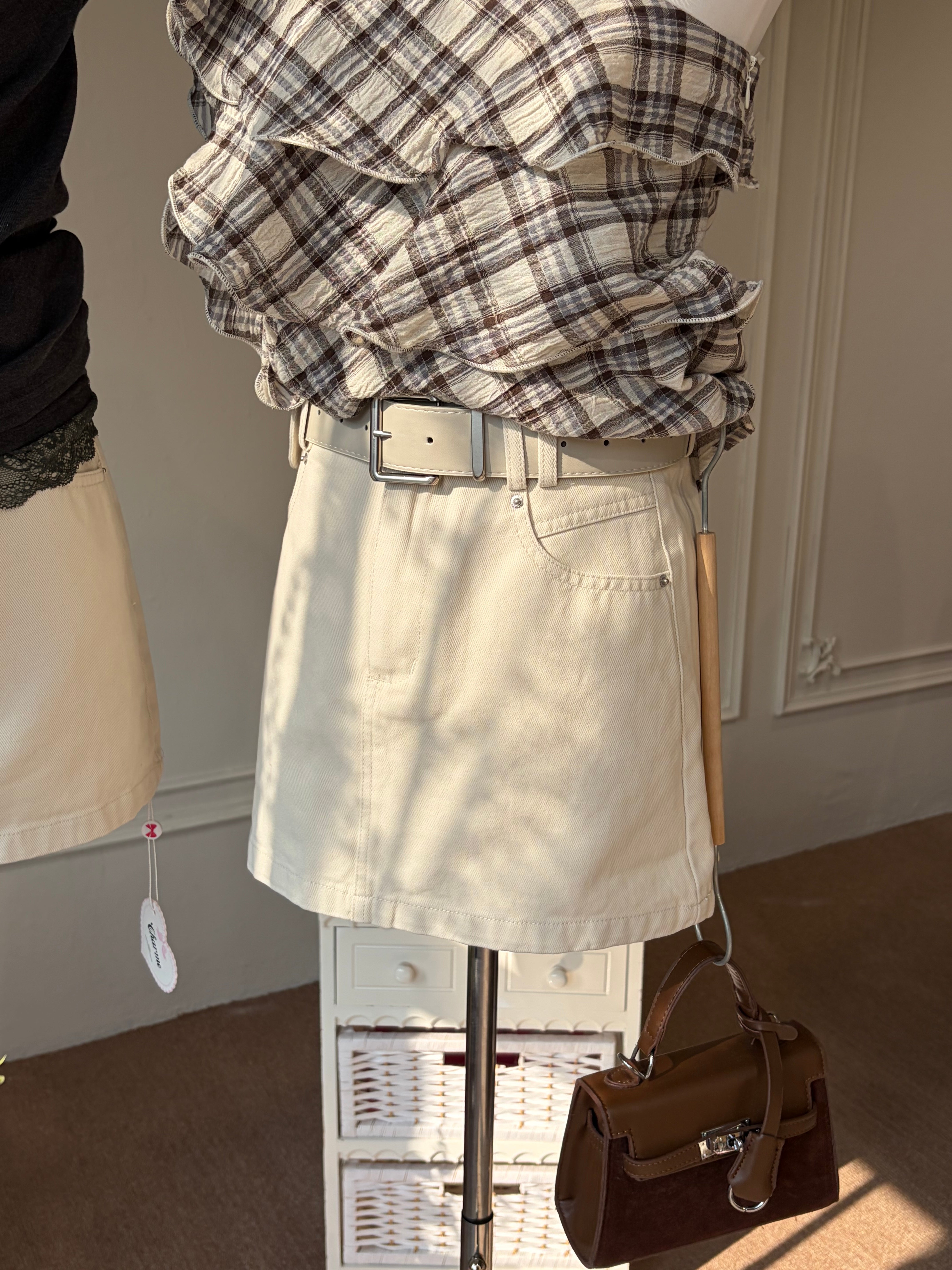 Belle’s Denim Mini Skirt (with Belt)