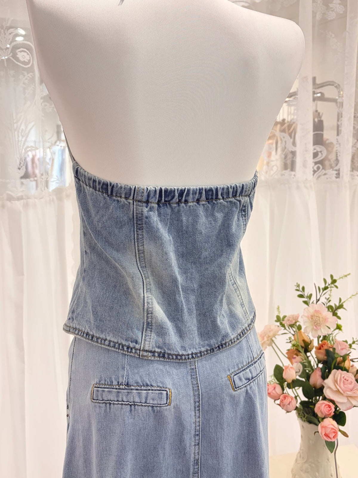 Ille Denim Halter Vest / Maxi Skirt