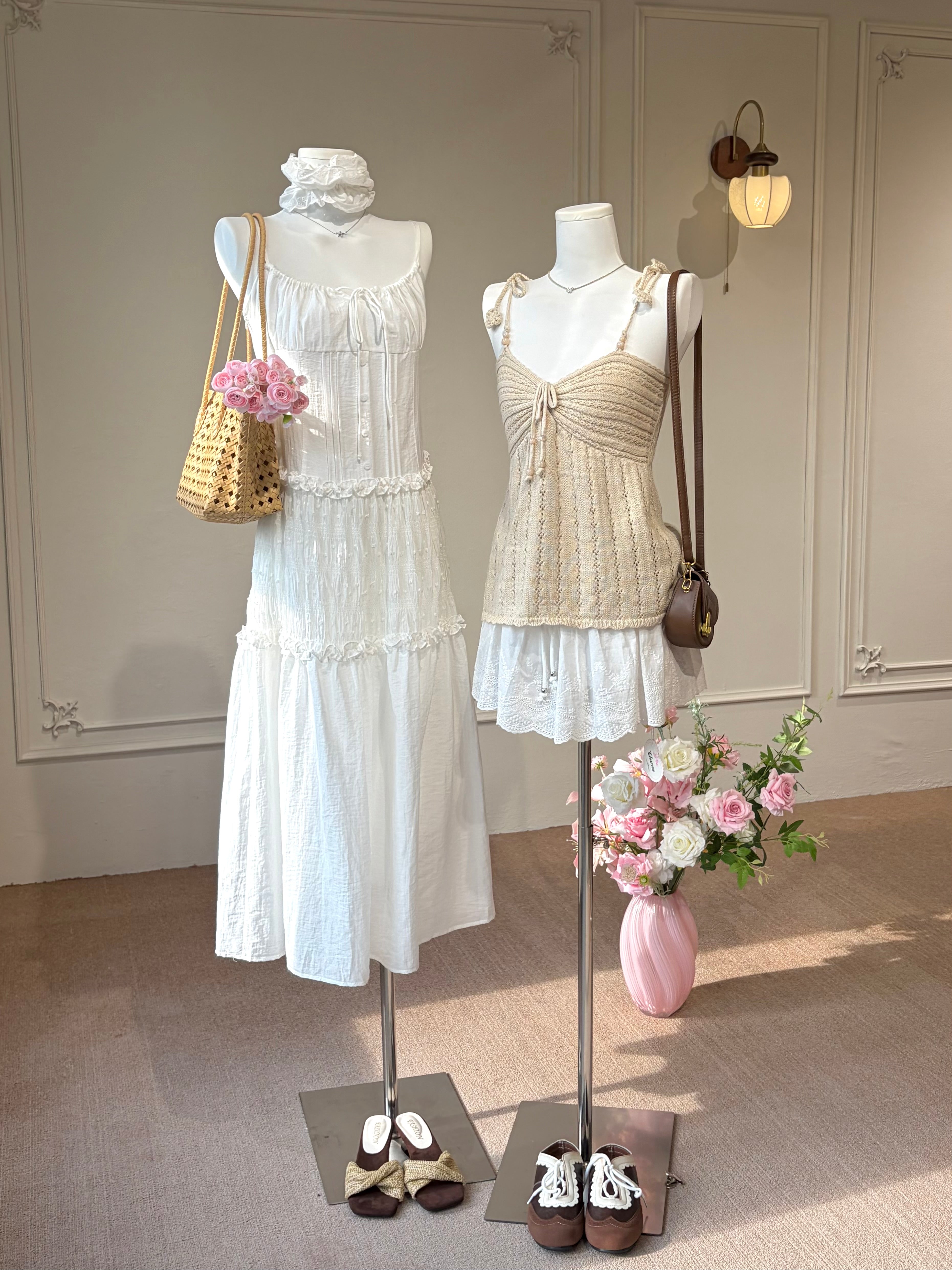 SHIRRED TIERED CAMI SET