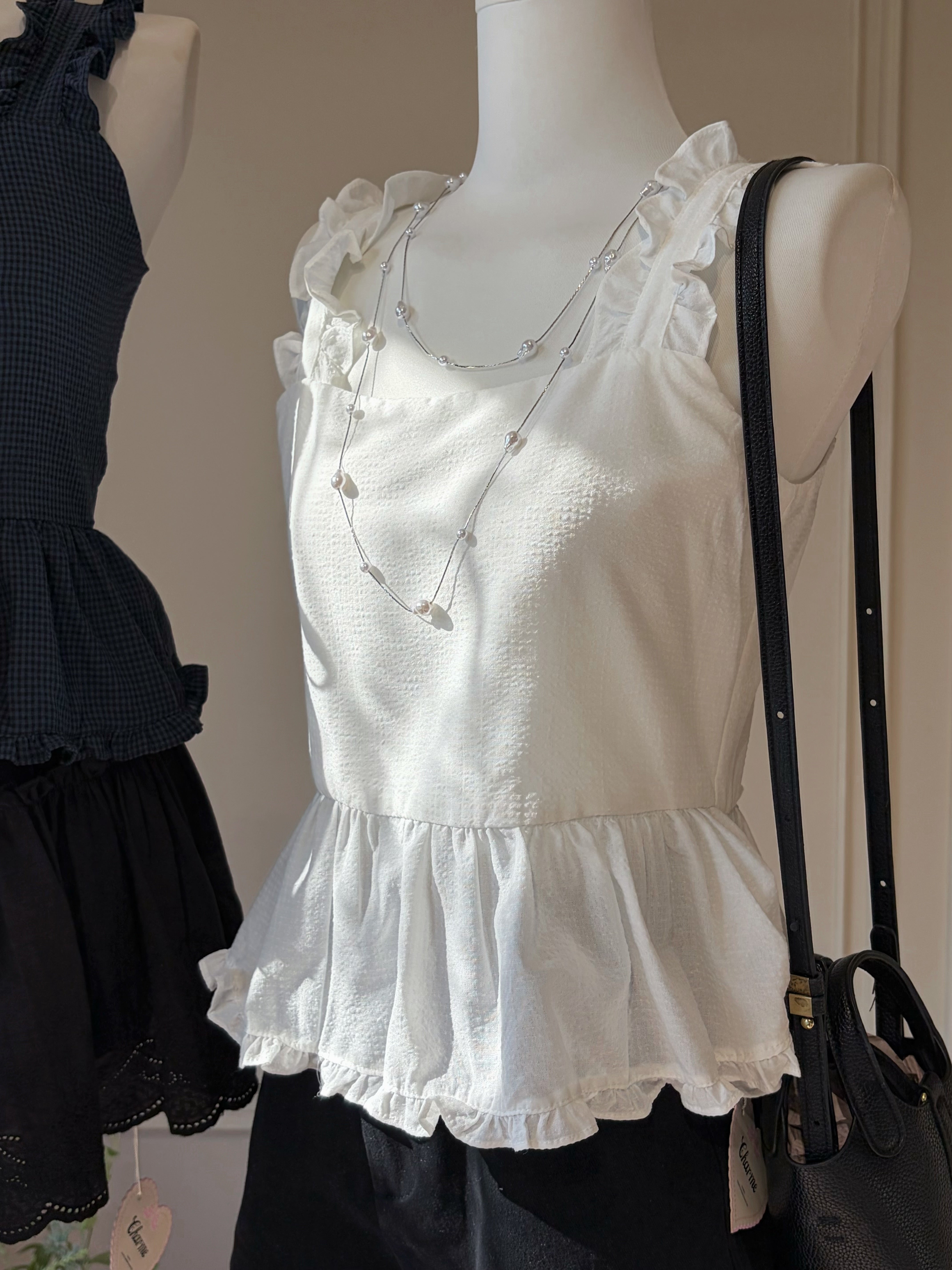 Frill Gingham 2-Way Top
