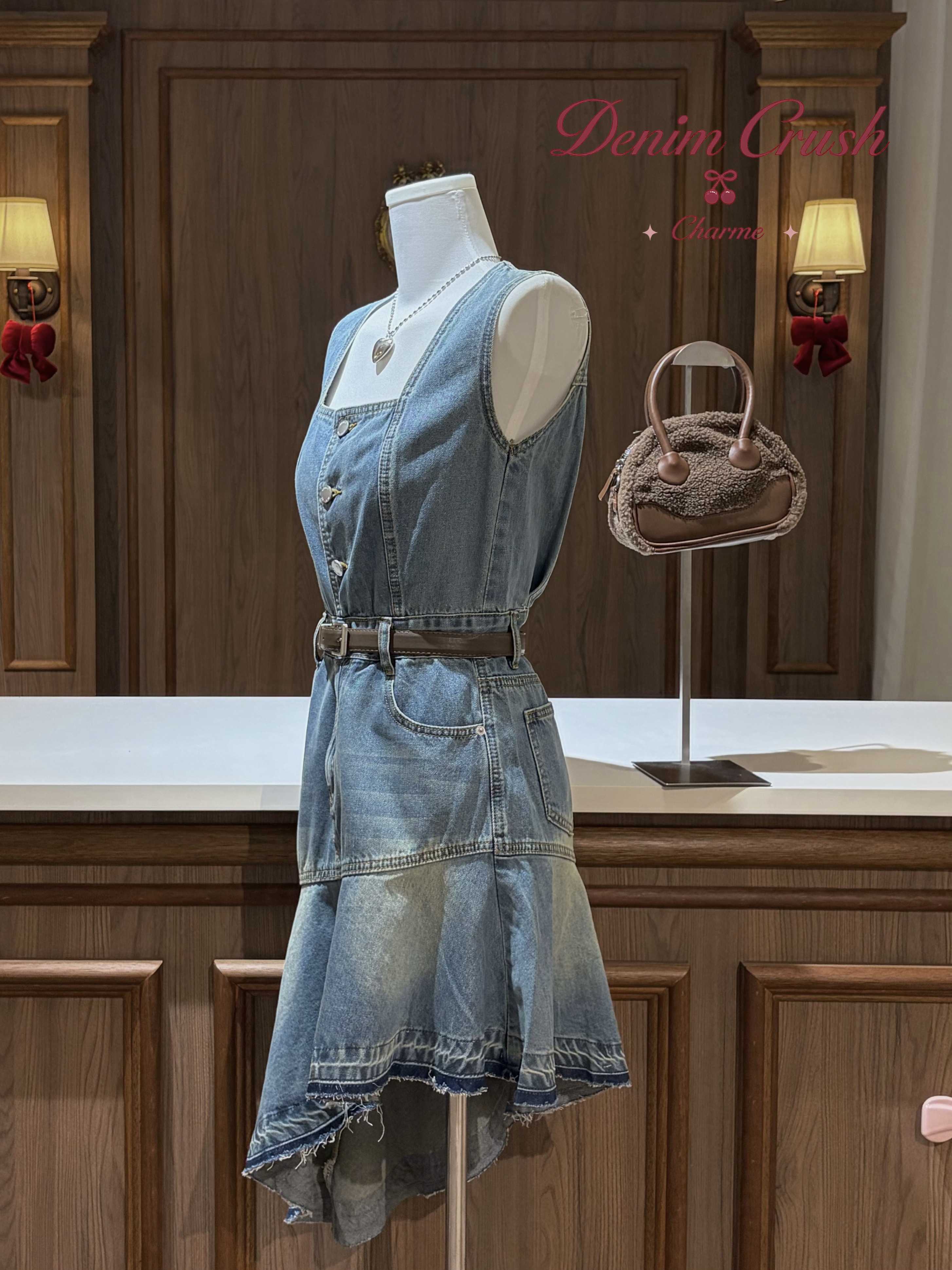 denim dress malaysia Forrest Peplum Denim Dress - Light Wash