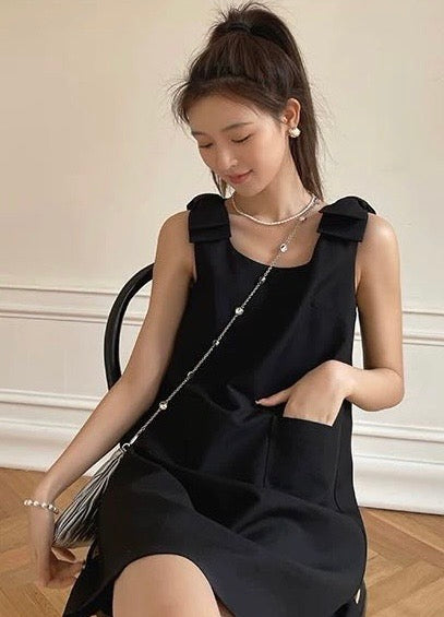 W8742 蝴蝶结奥黛丽法式连身裙
