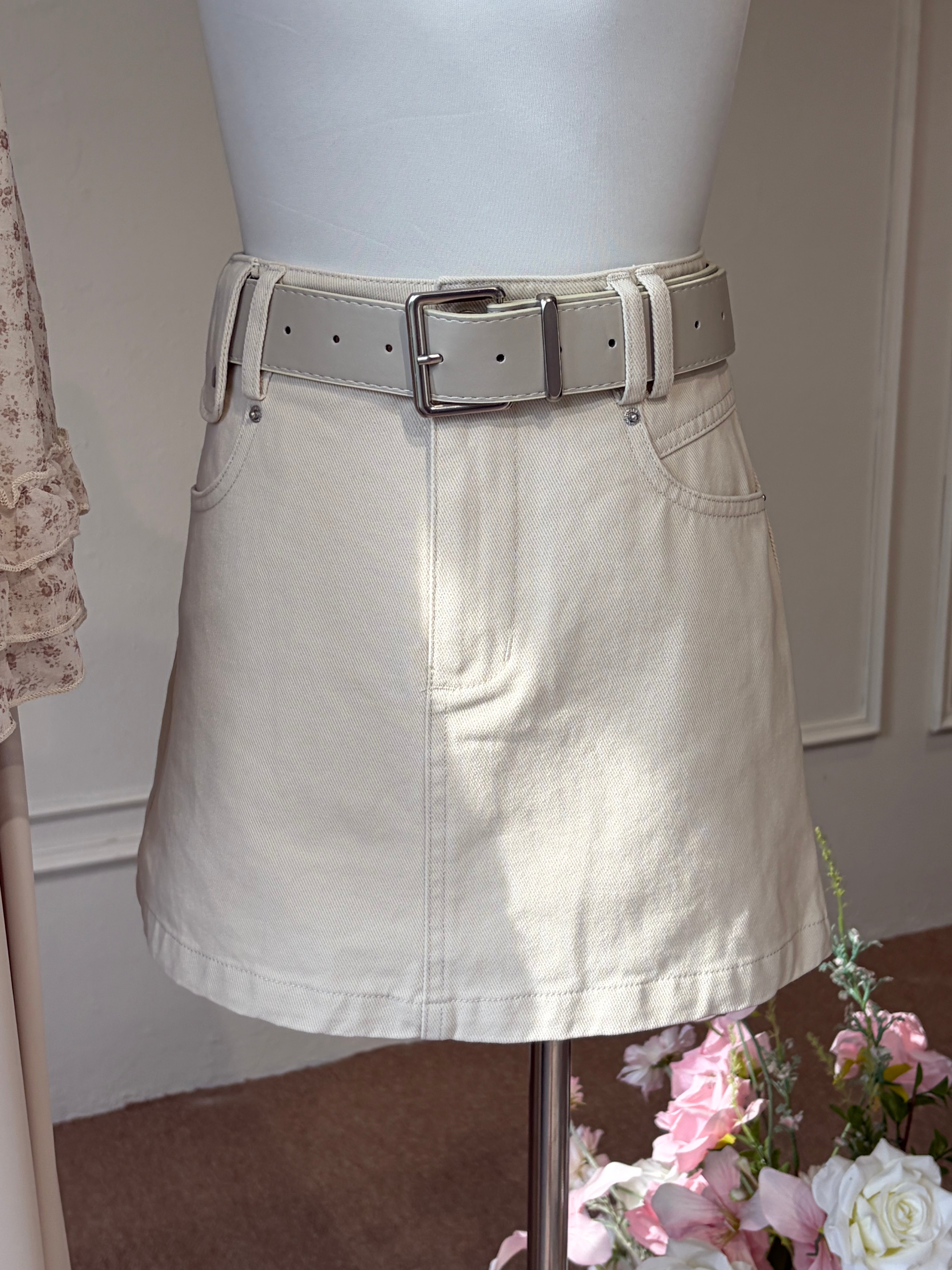 Belle’s Denim Mini Skirt (with Belt)