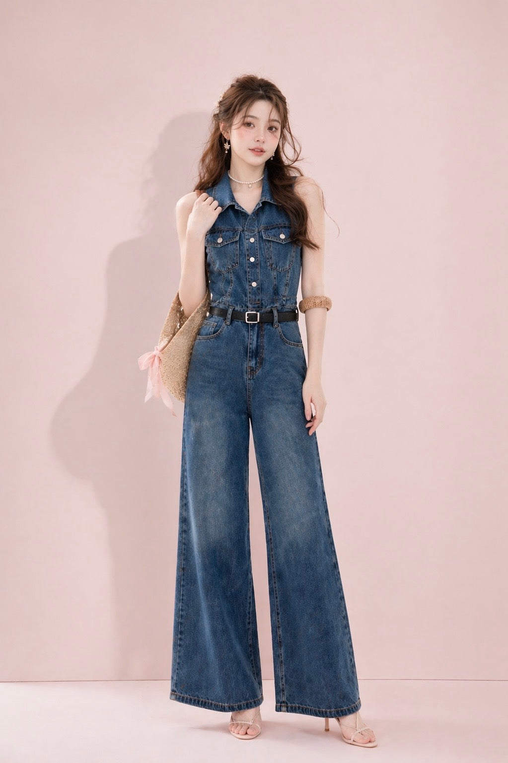 wide leg denim jumpsuit women malaysia