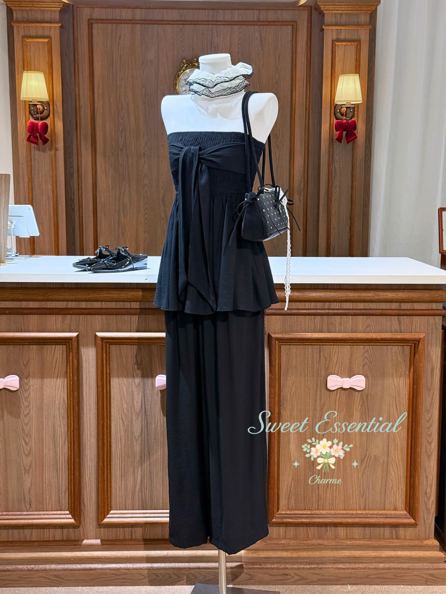 chic black two piece outfit women