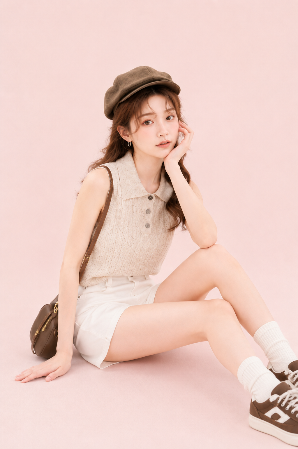 sleeveless collar knit top casual women