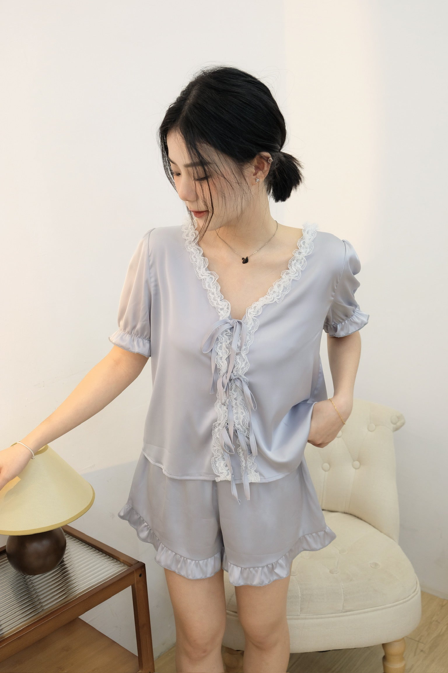 𝘾𝙃𝘼𝙍𝙈𝙀 Alice Nightwear in Silver Grey