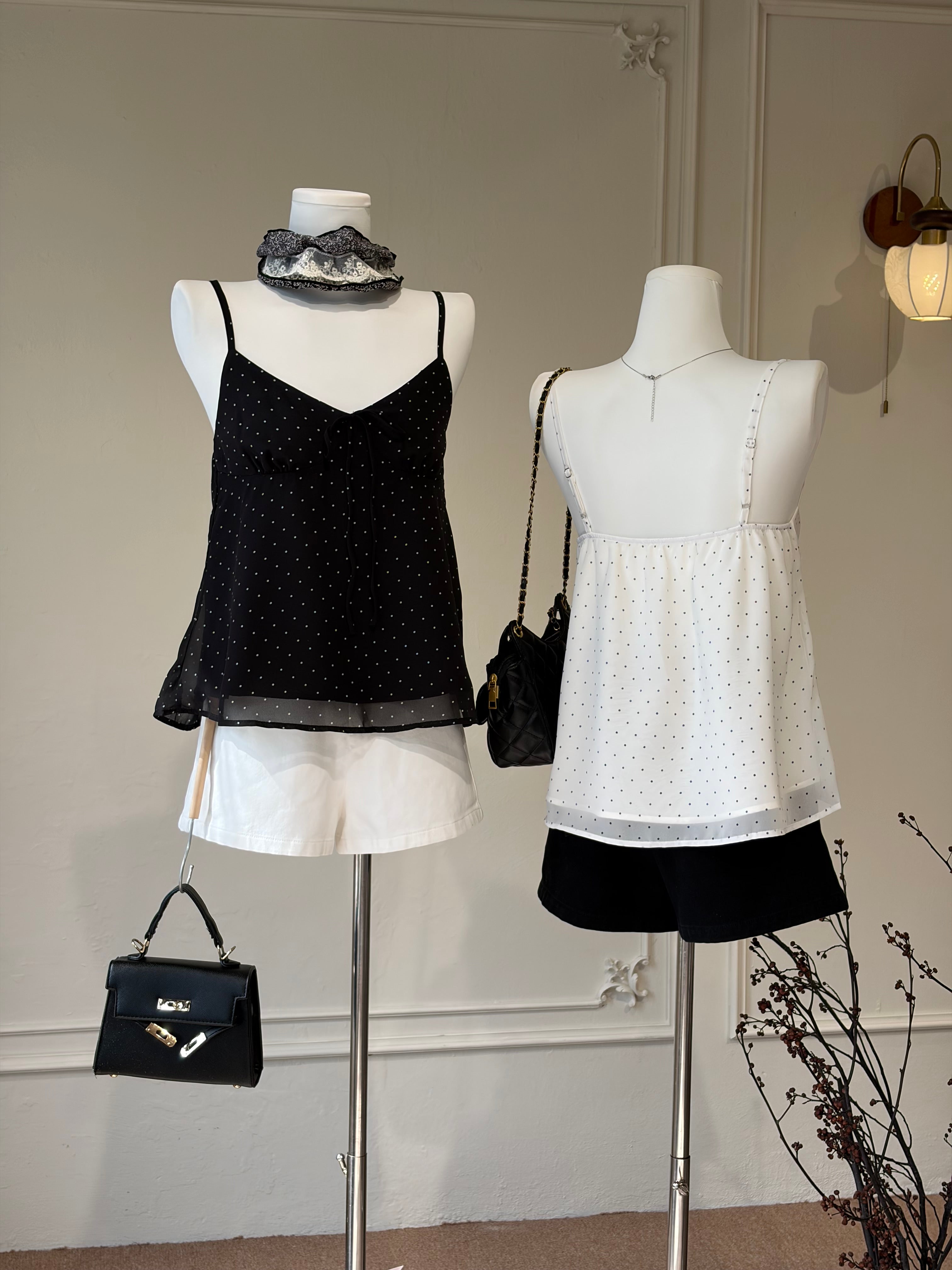 French Dot Ribbon Camisole