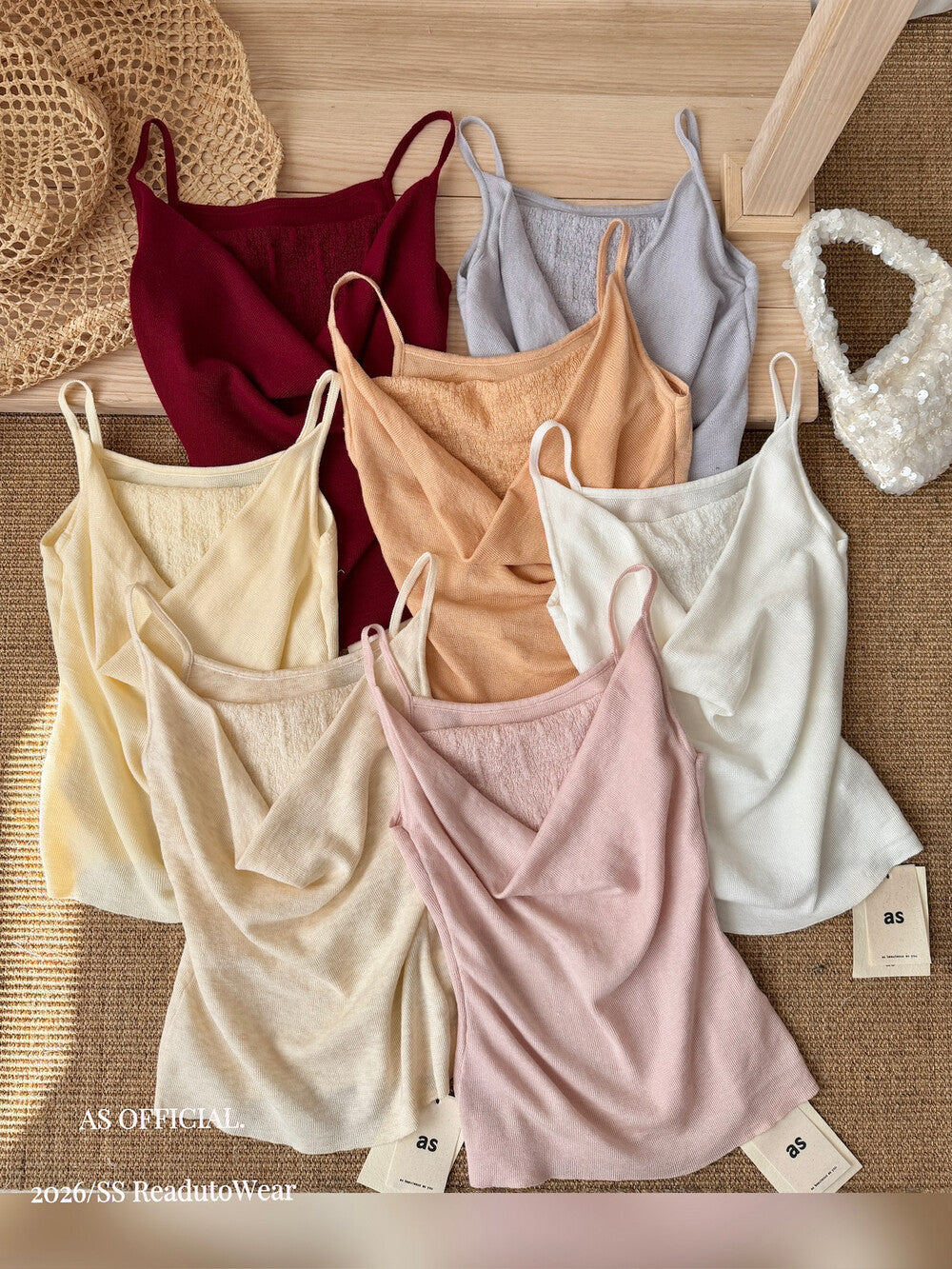 A5312 假两件荡领吊带针织背心（含6%绵羊毛）