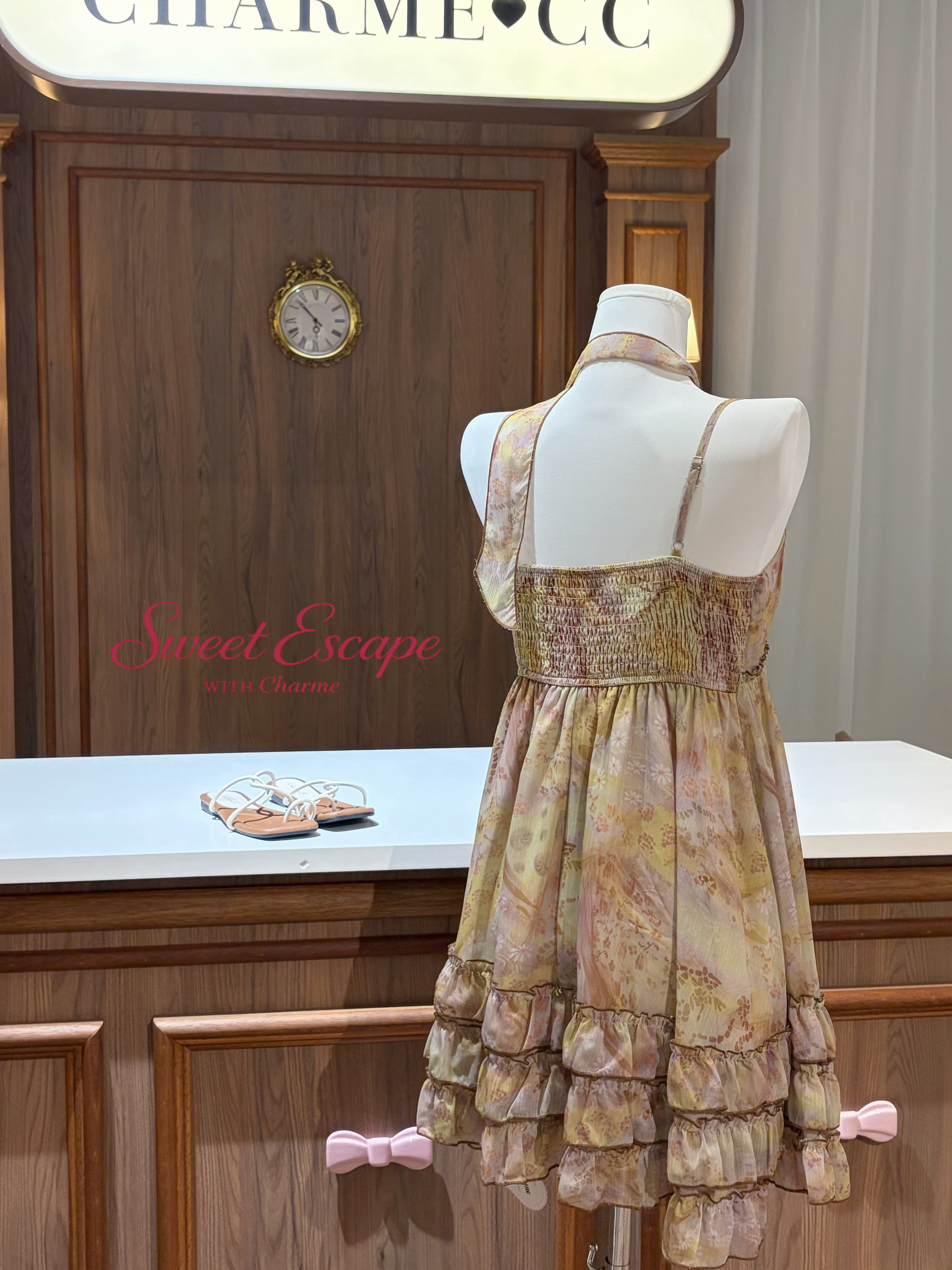 Floral Ruffle Dress (Green)