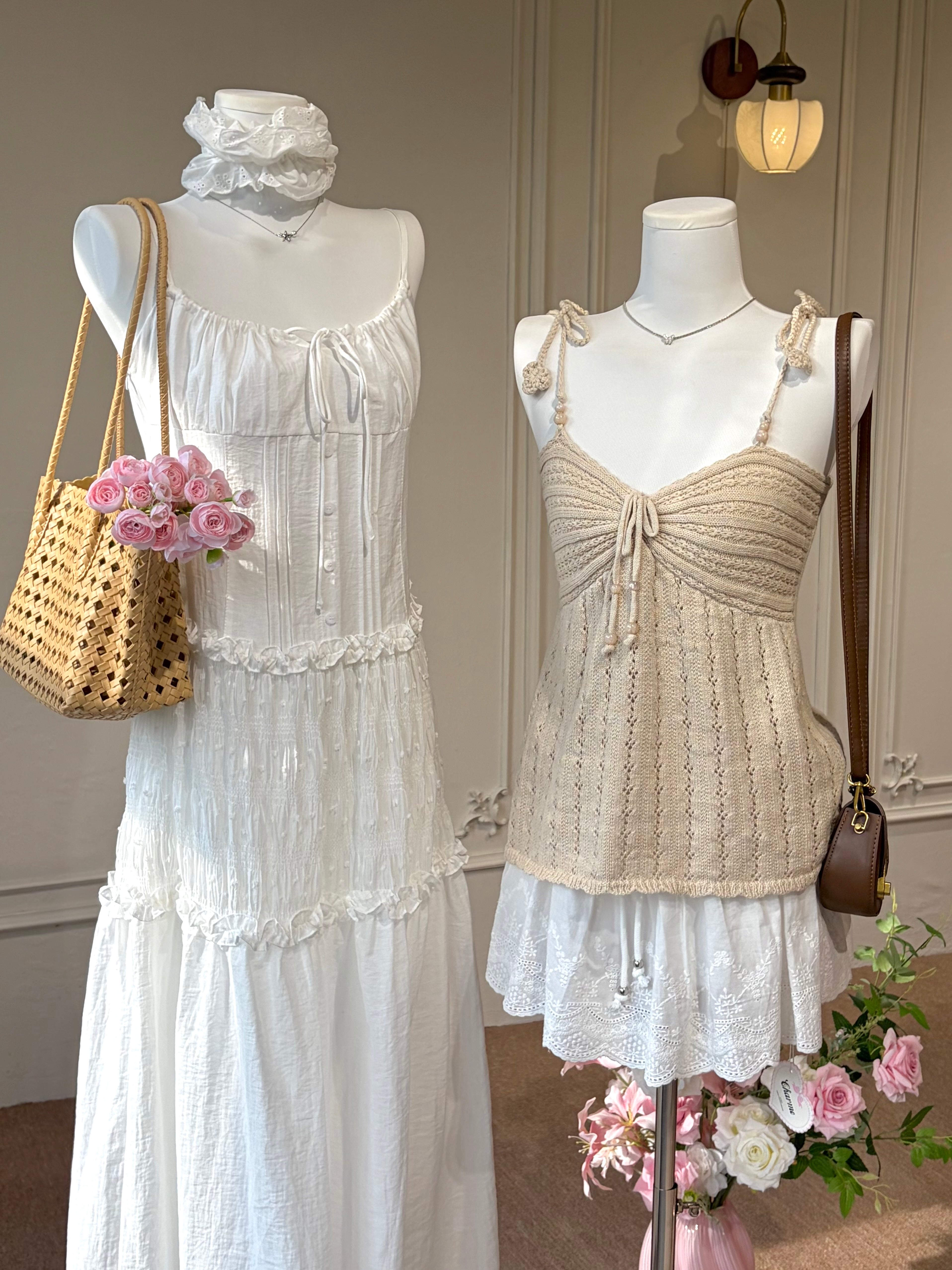 SHIRRED TIERED CAMI SET