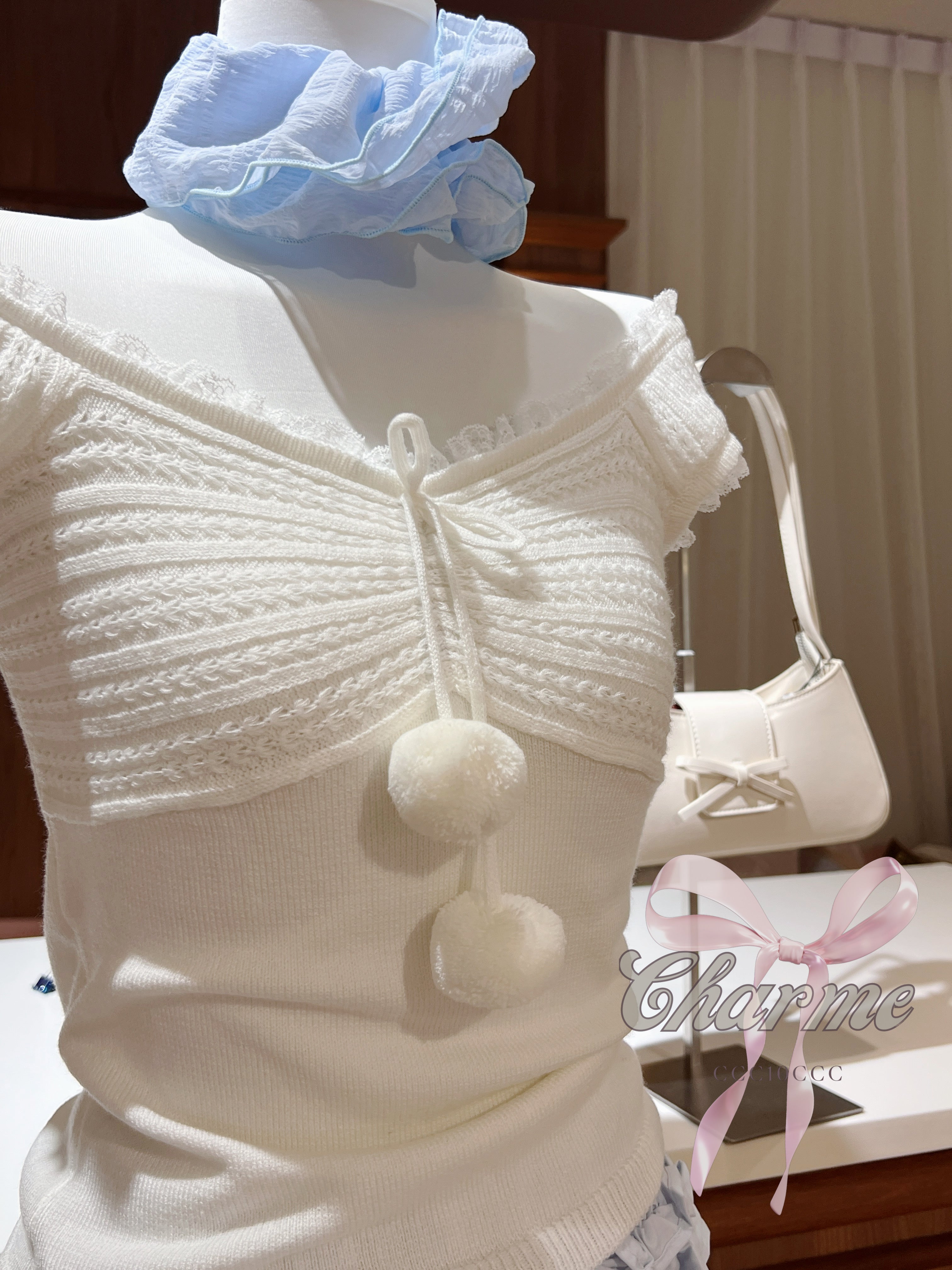 soft feminine knit top with lace detail