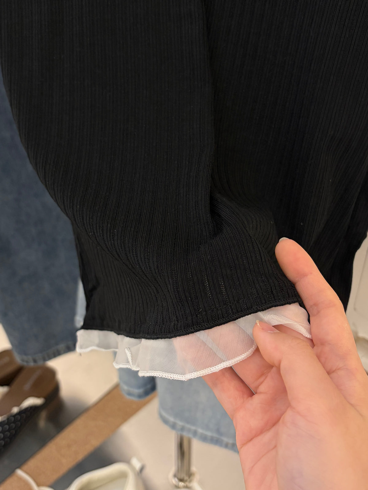Lara Ruffle Ribbed Tee