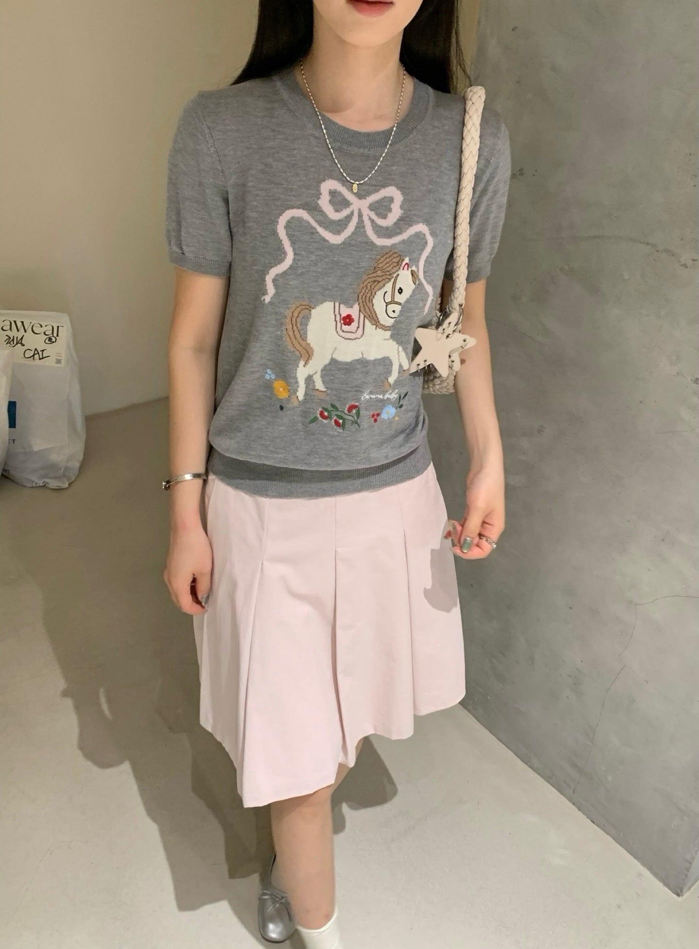 Pony Ribbon Knit Top
