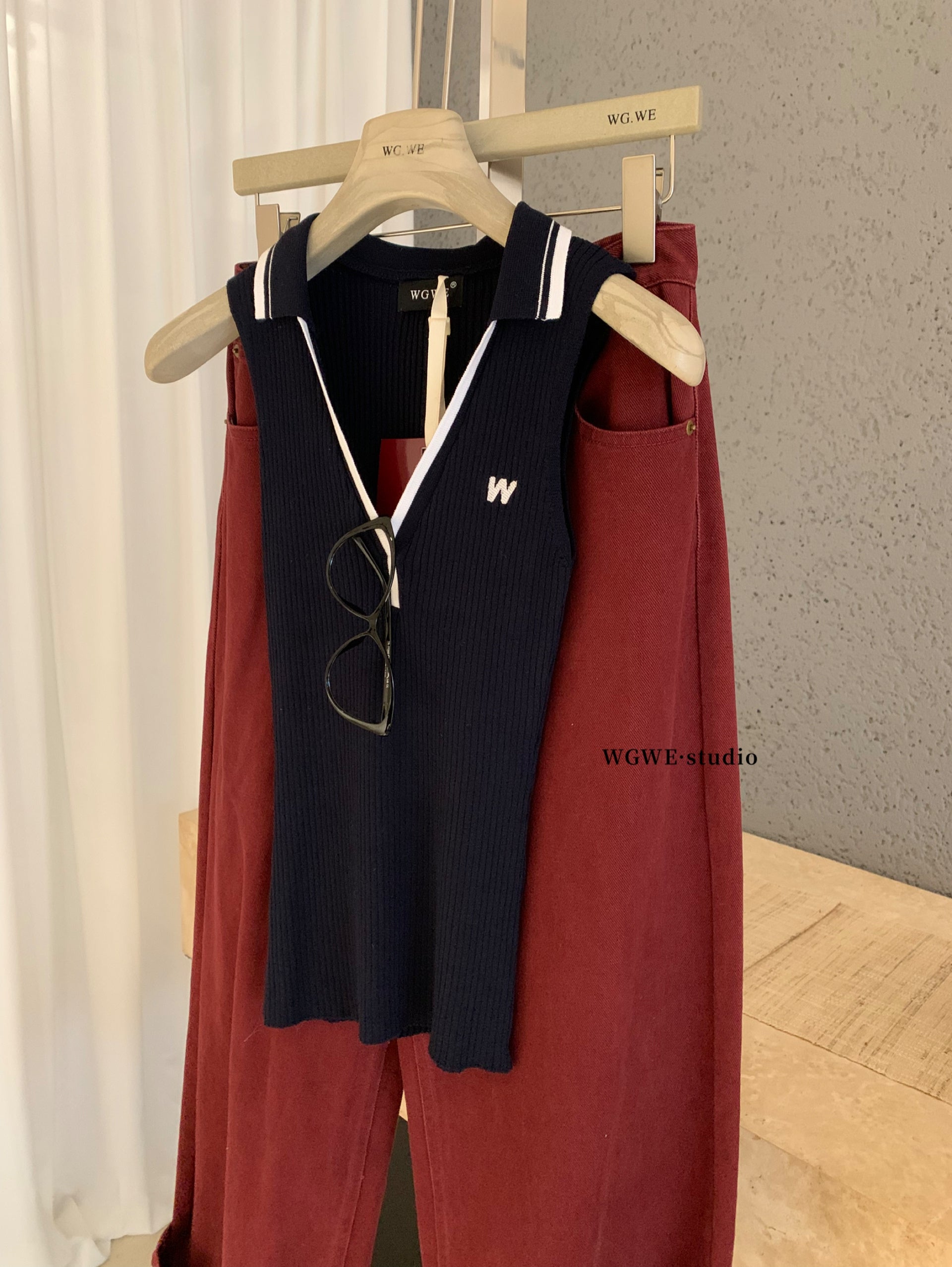 W8599 美式撞色Polo上衣