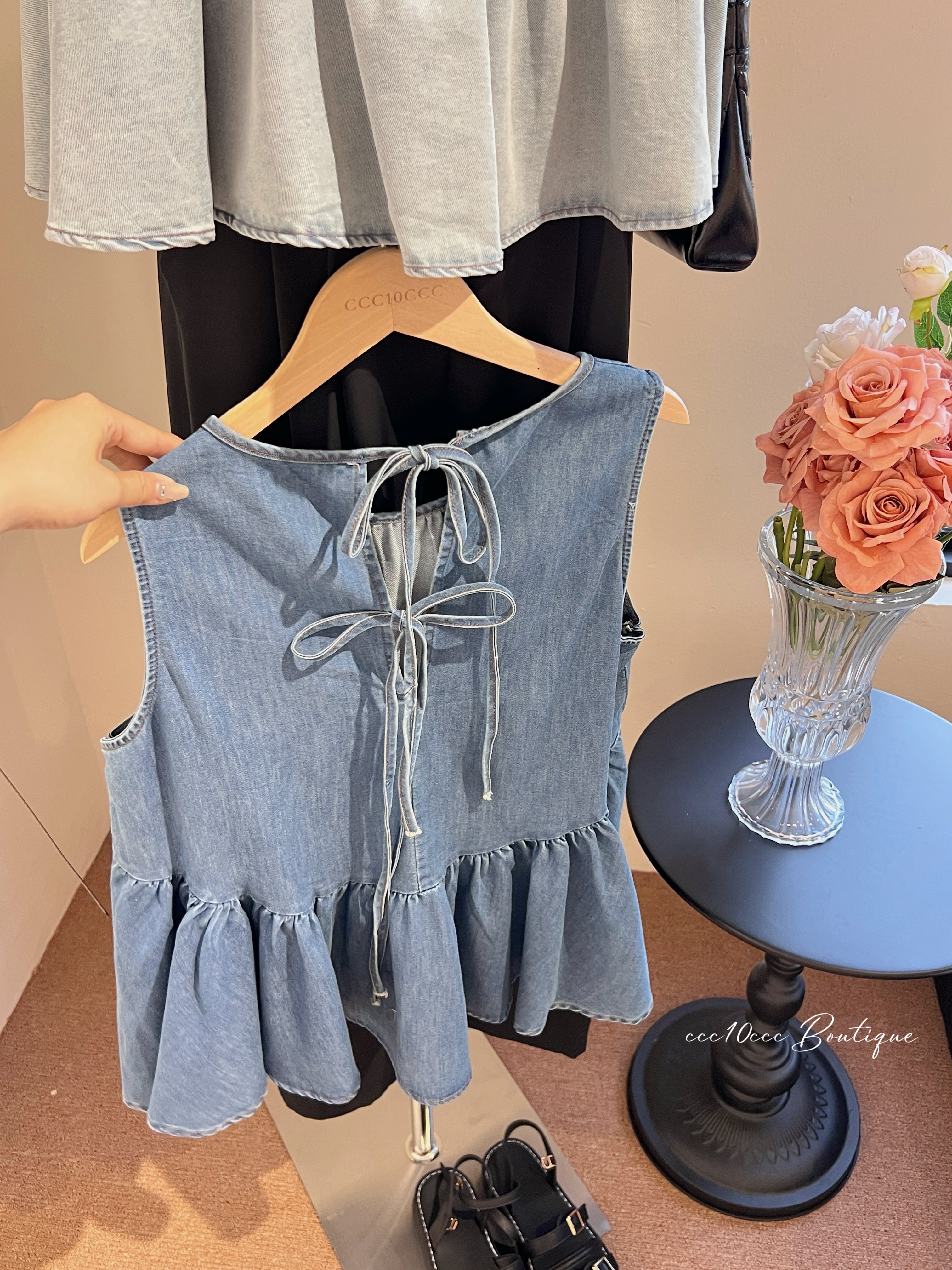 Paisley Denim Top