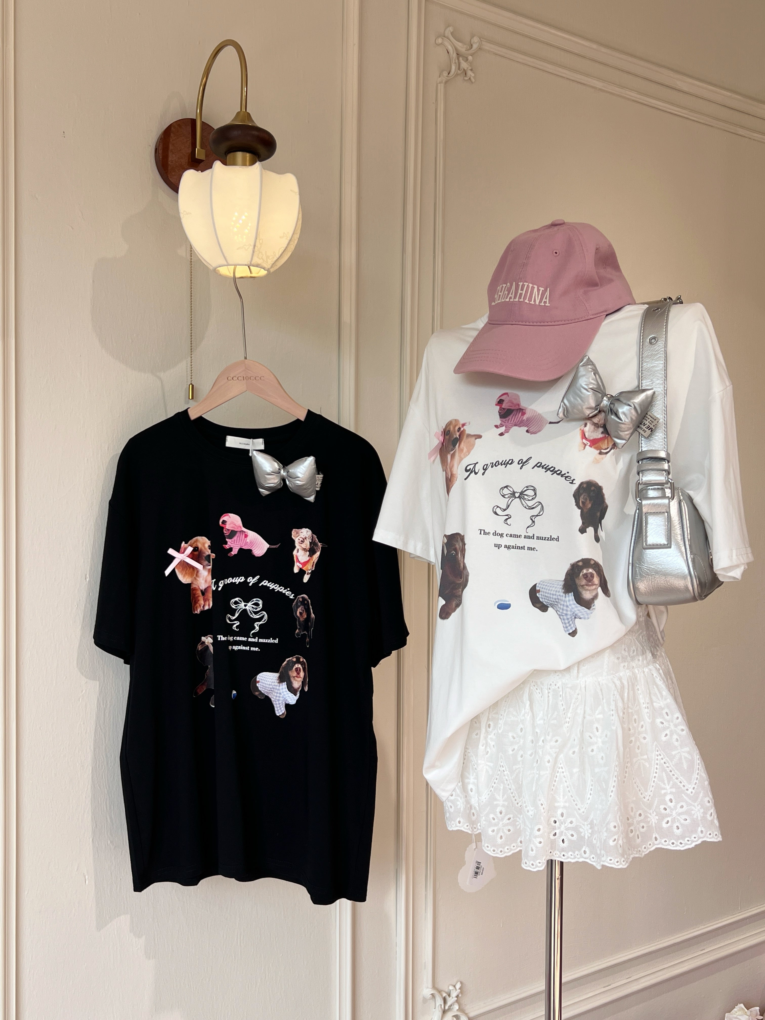 Puppies over T- Shirt【送小配饰】