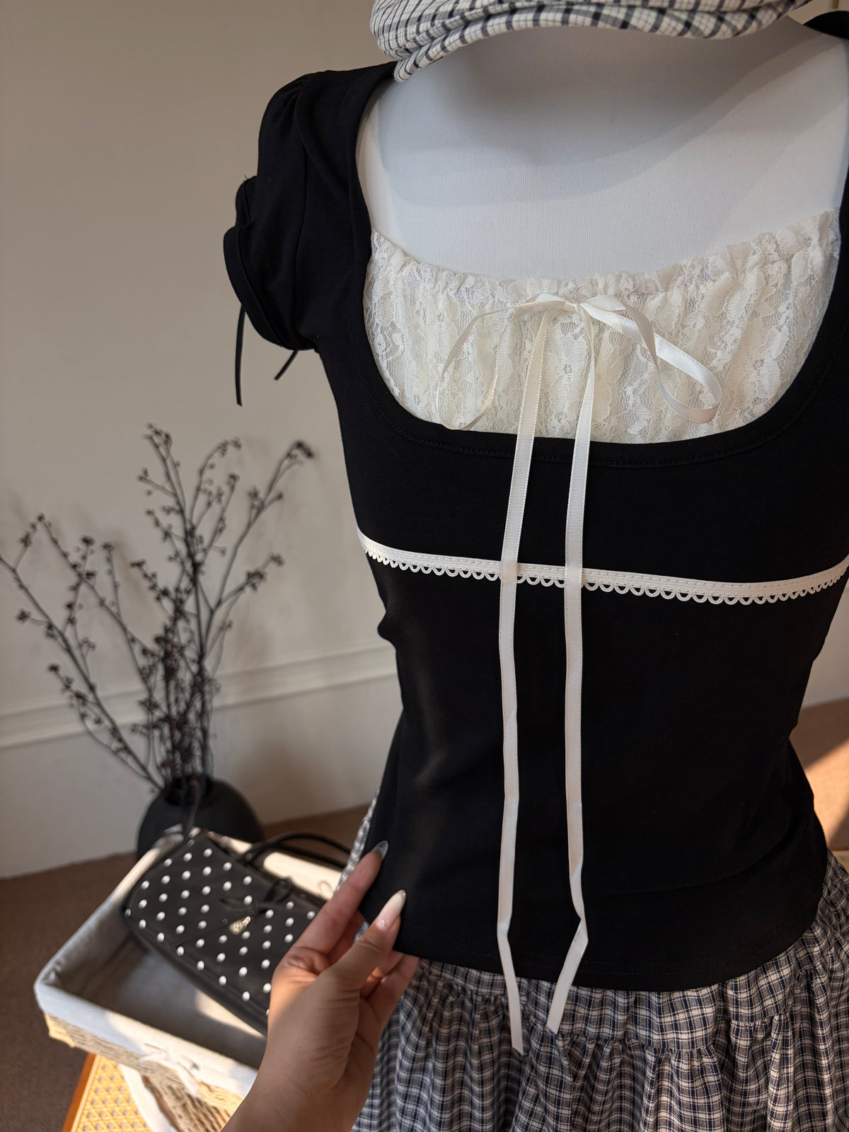 Elise Lace Ribbon Top