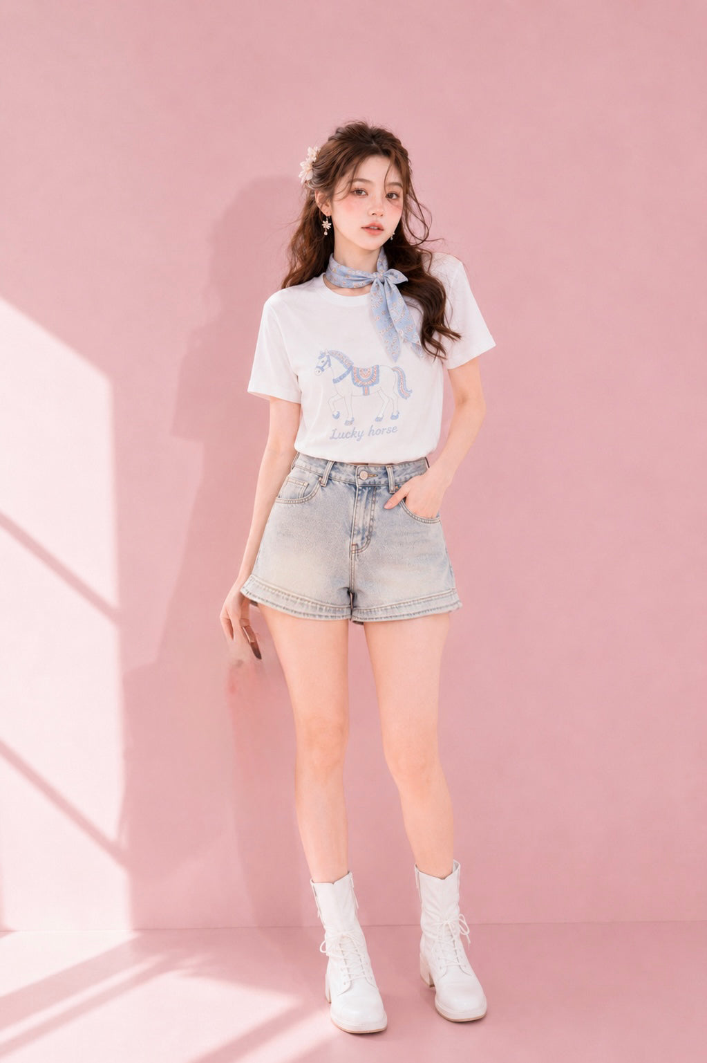 Clara Denim Shorts (Khaki)
