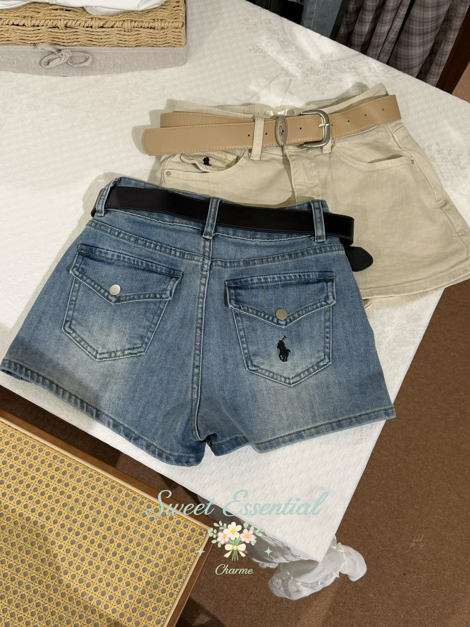 denim skort with belt women malaysia