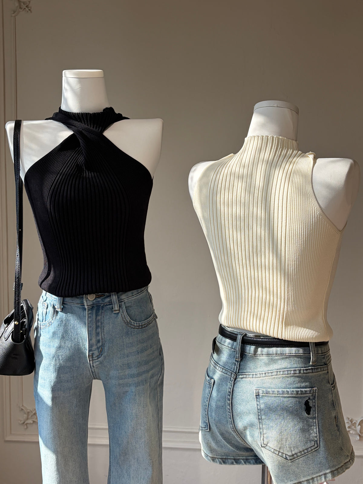 Cross Halter Knit Top