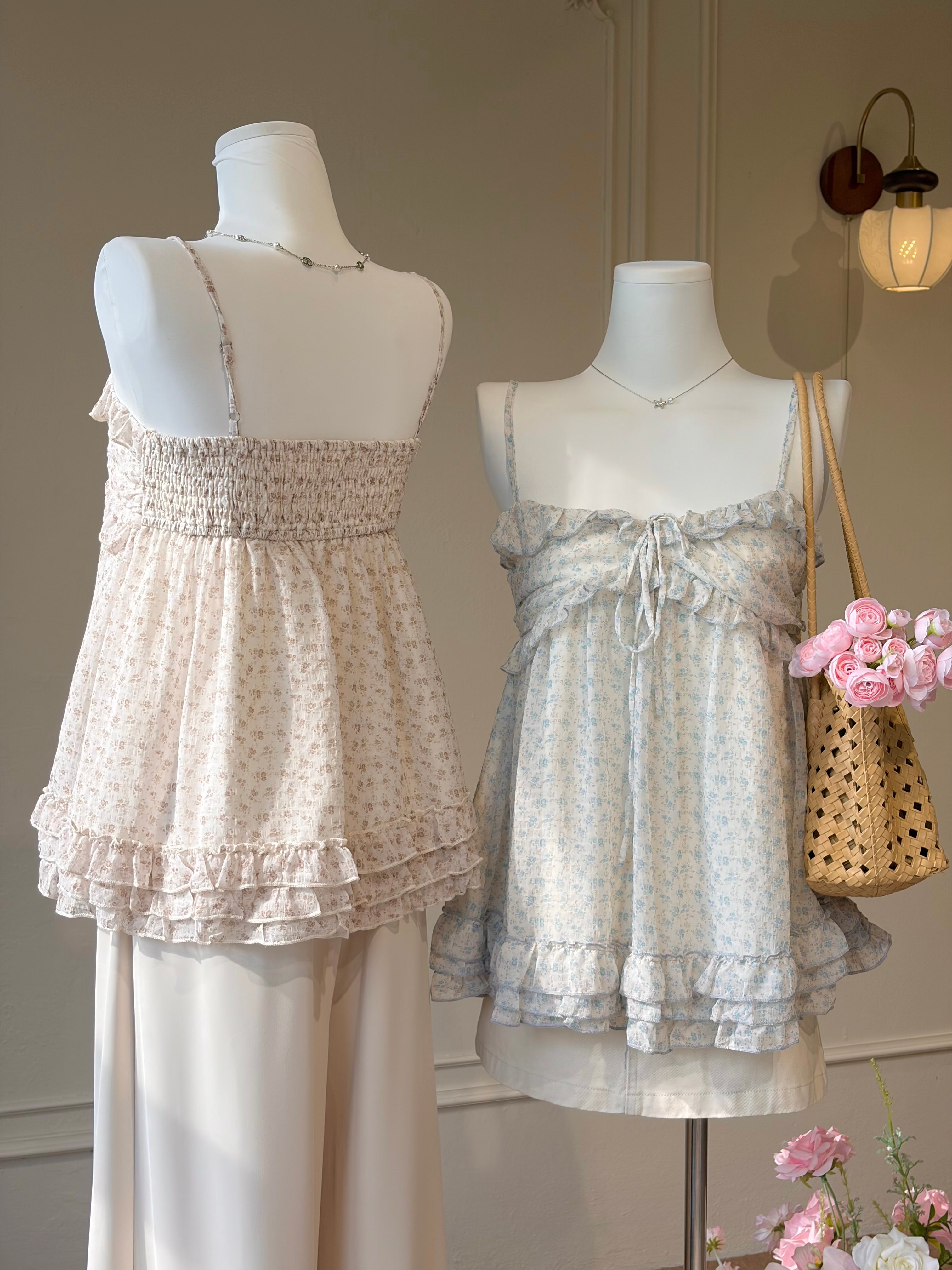 FLORAL RUFFLE CAMI TOP