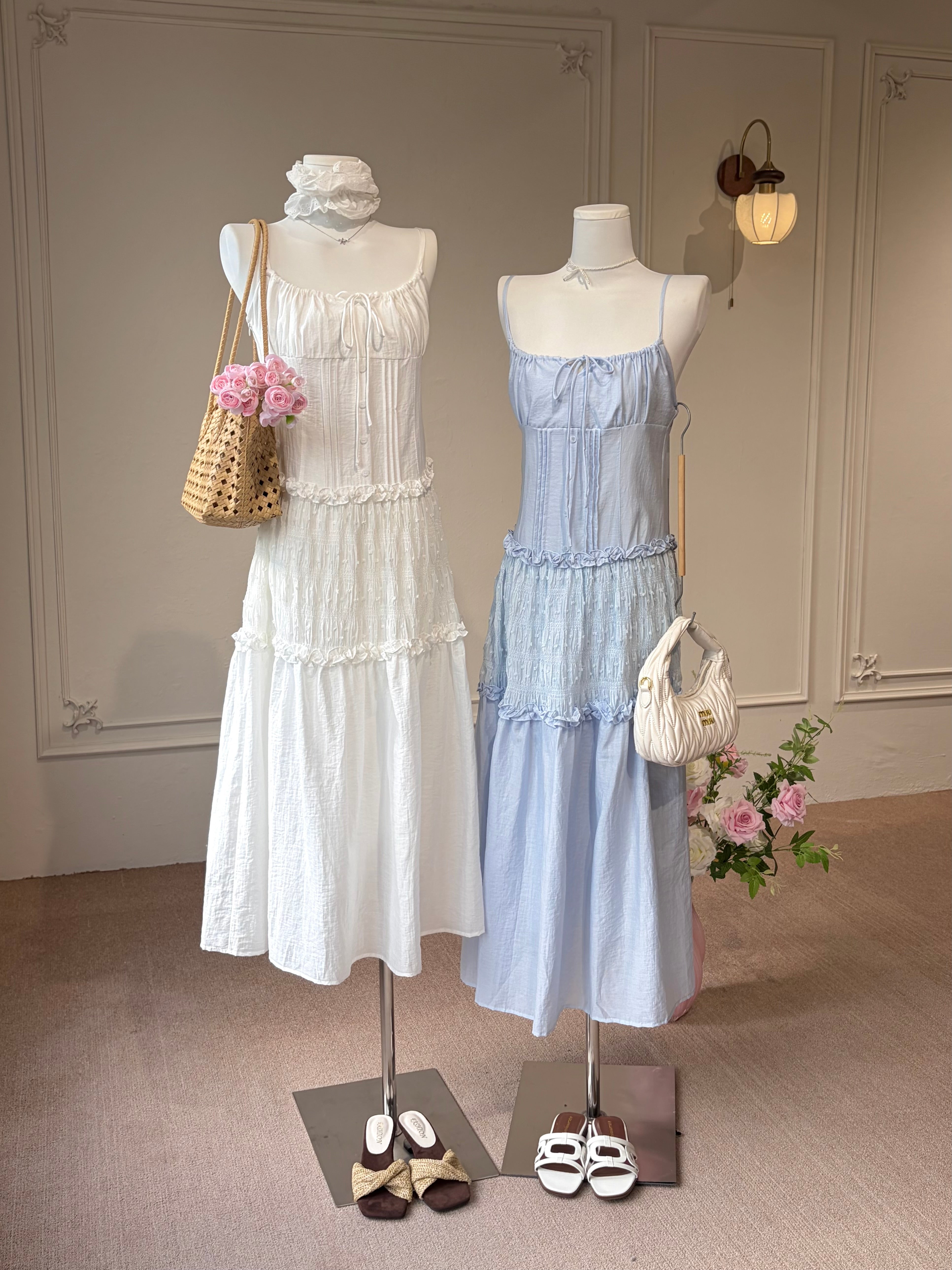 SHIRRED TIERED CAMI SET