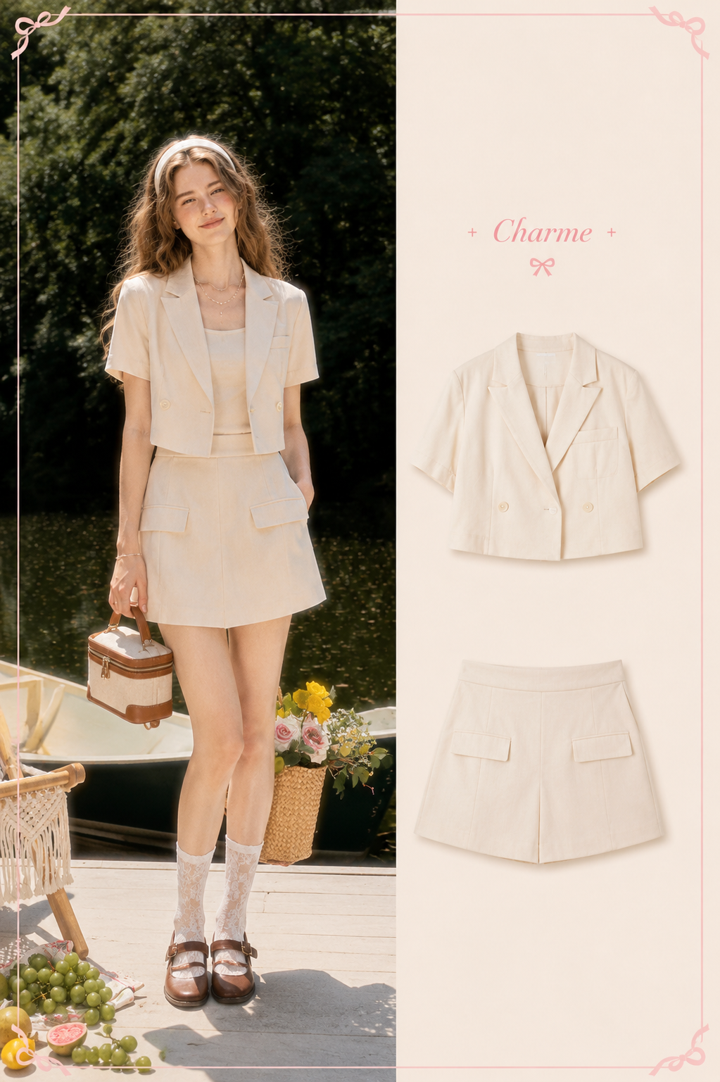 𝘾𝙃𝘼𝙍𝙈𝙀 Sydney Top / Skort（Beige）