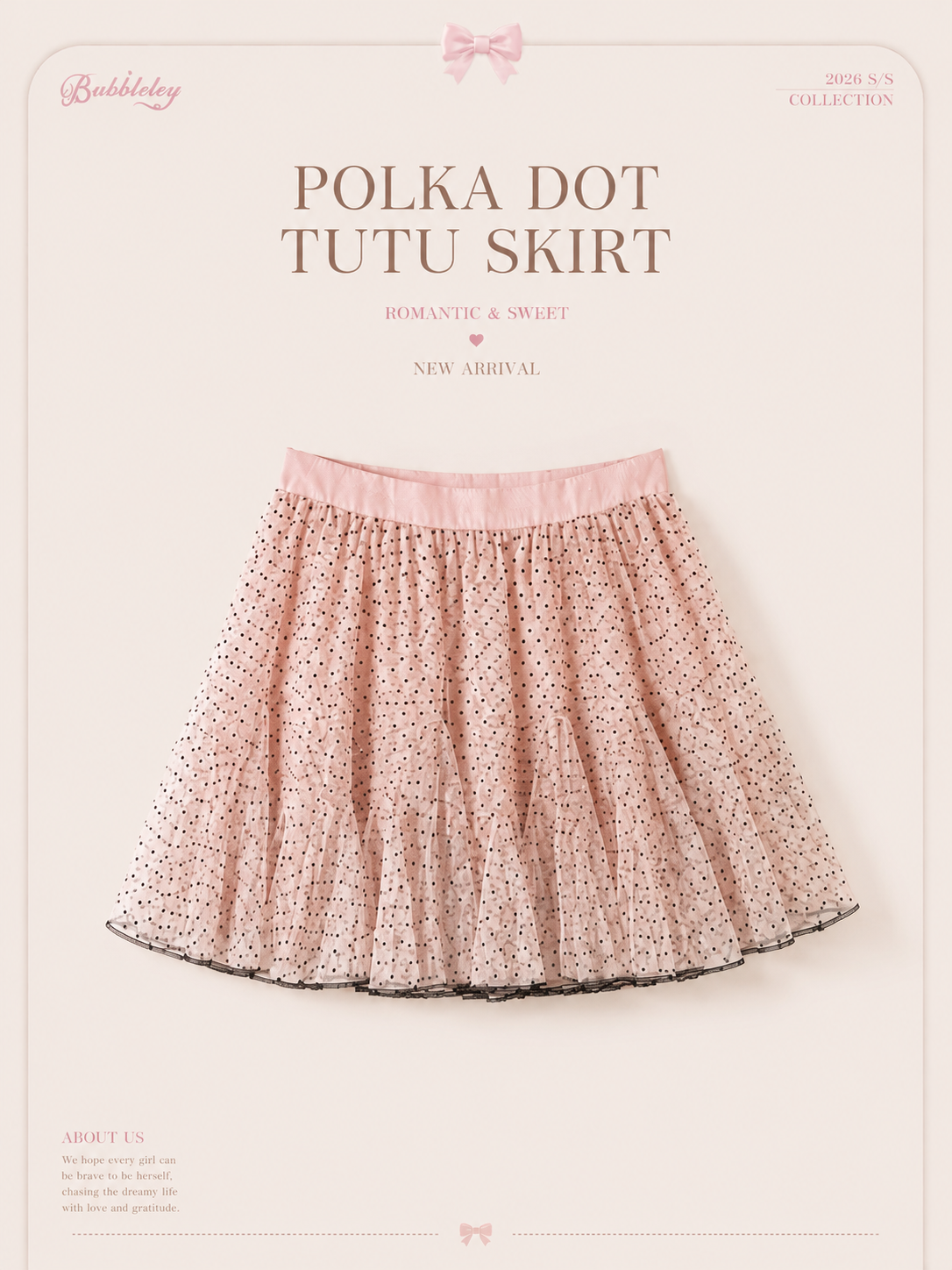 Pink polka dot tutu mini skirt with layered mesh design