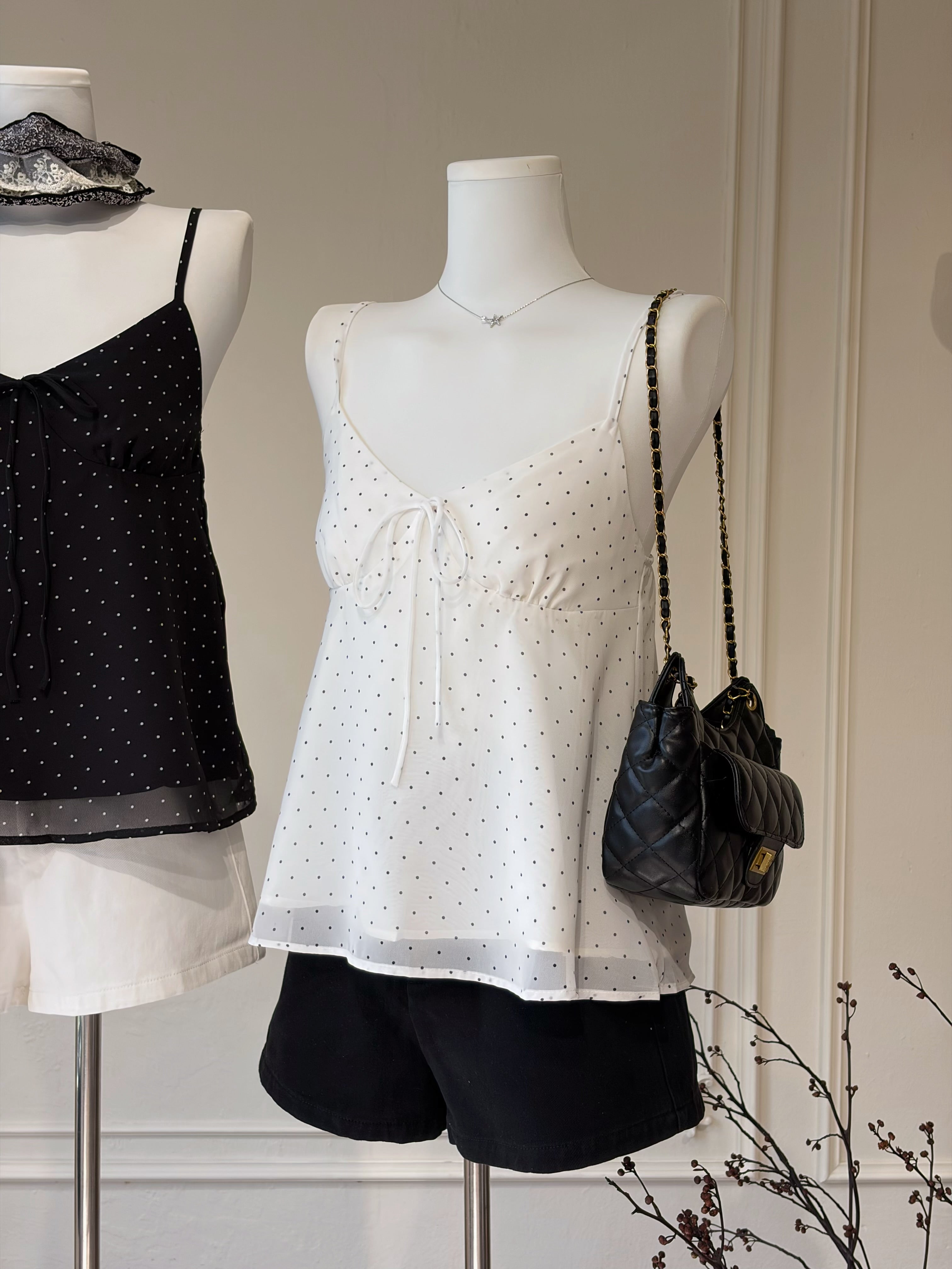 French Dot Ribbon Camisole