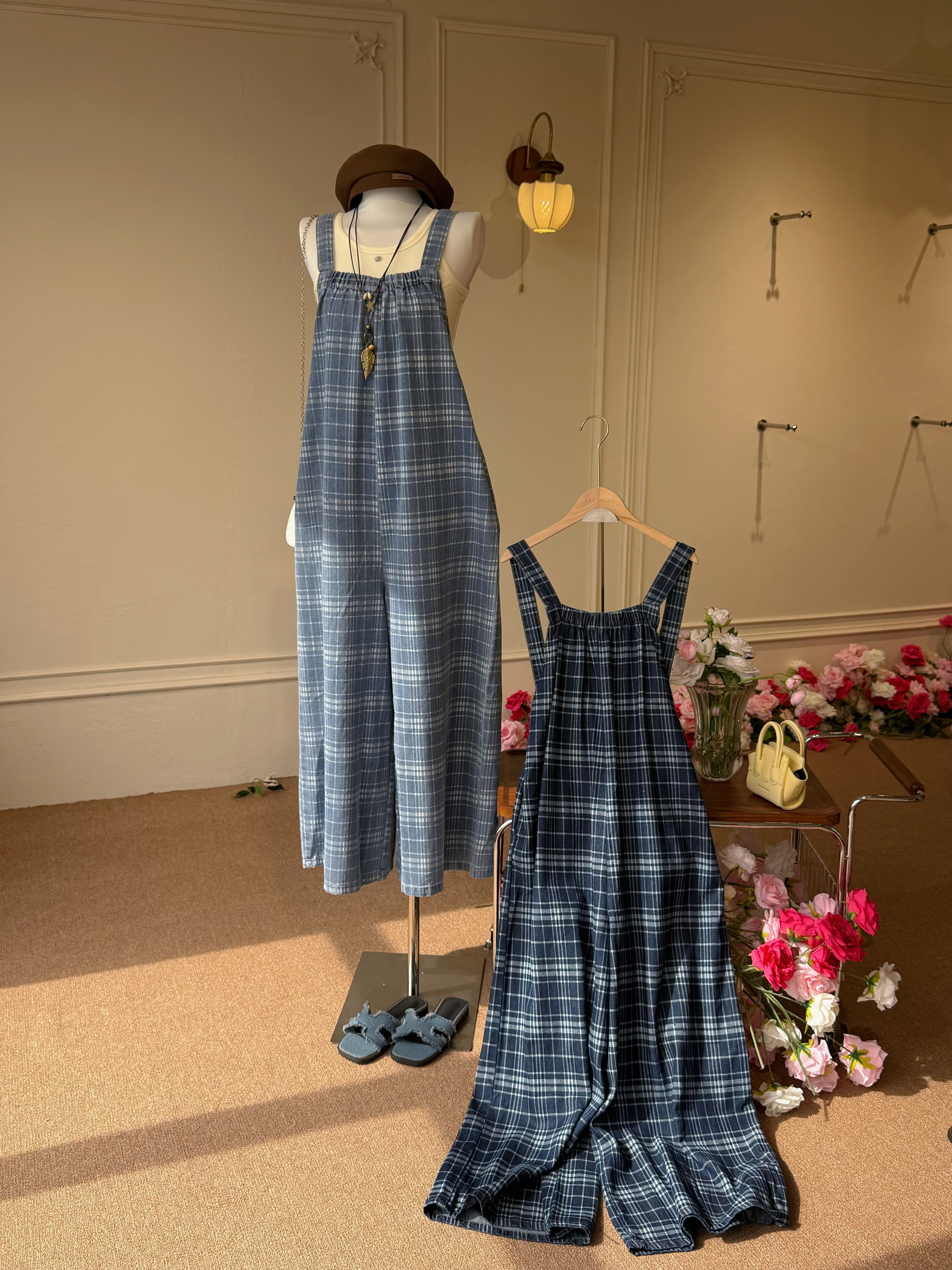 Gingham Demin pants