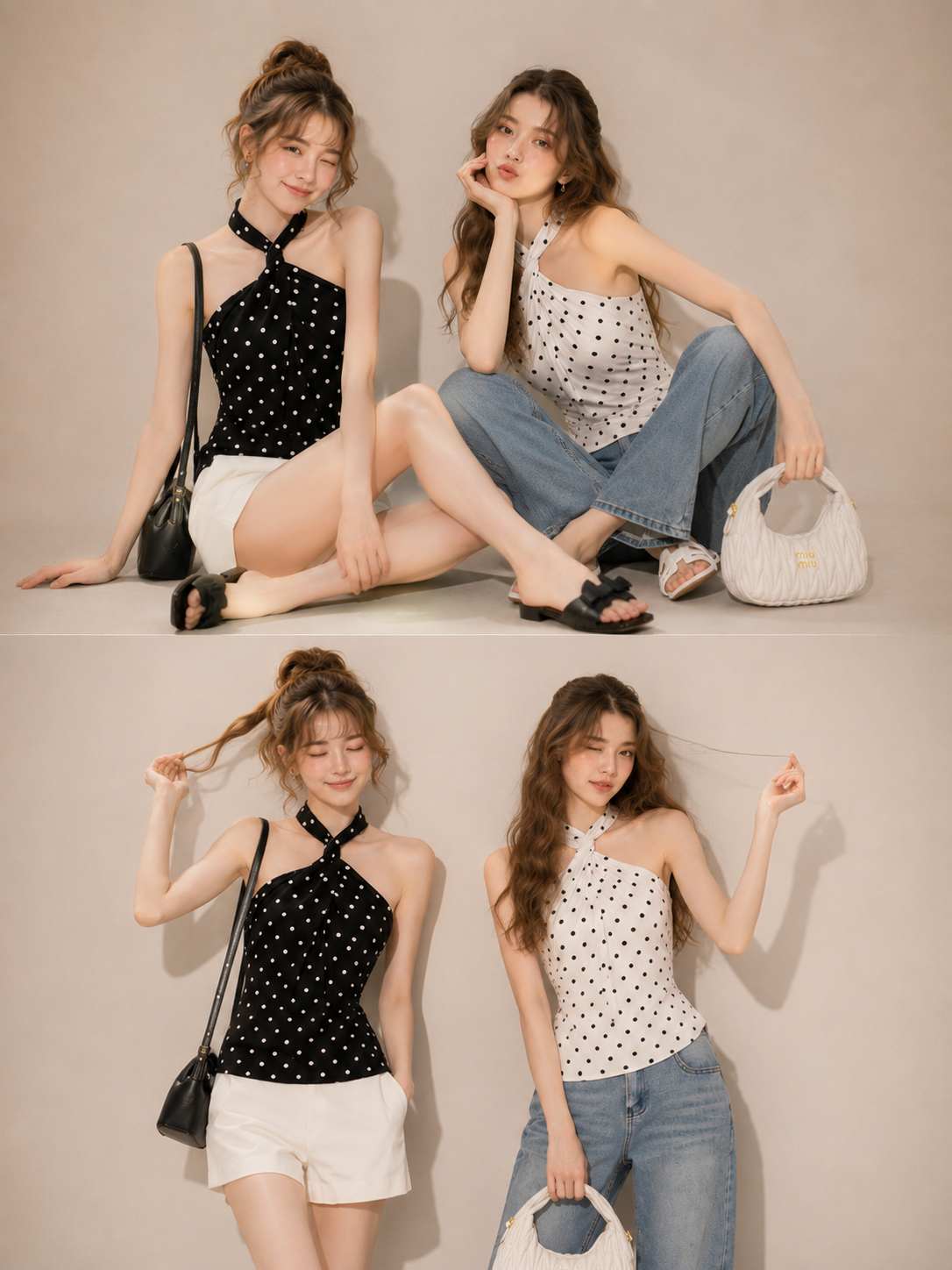 Celine Polka Halter Top