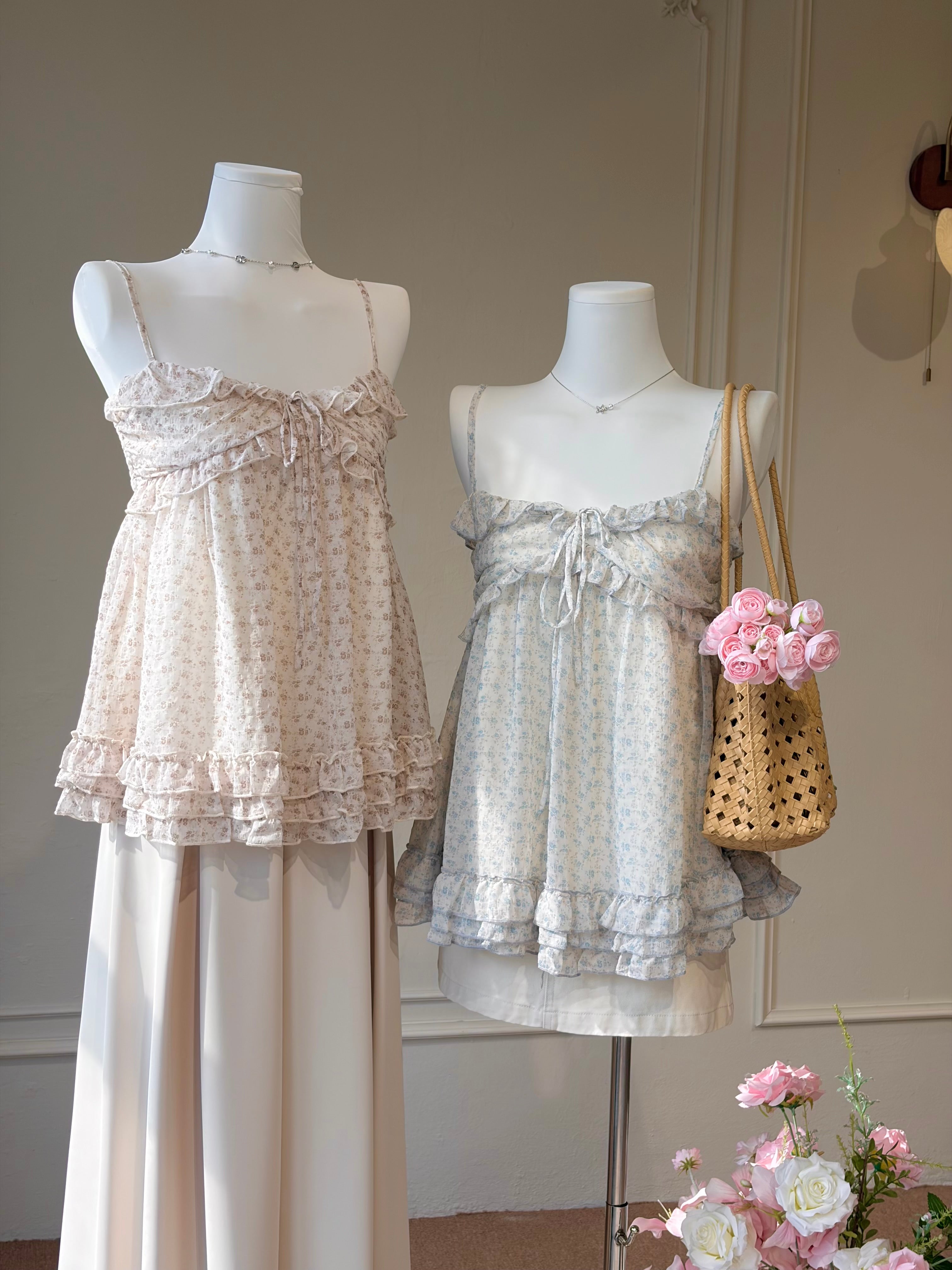 FLORAL RUFFLE CAMI TOP